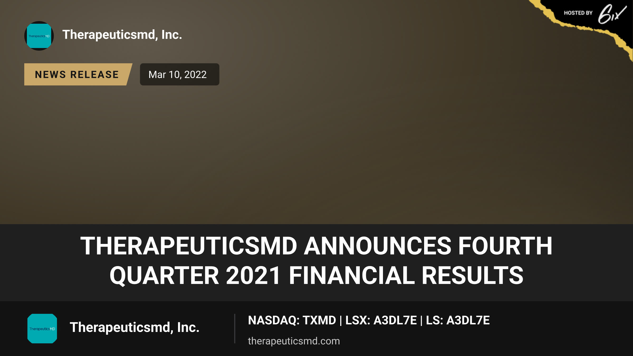 TherapeuticsMD Announces Fourth Quarter 2021 Financial Results