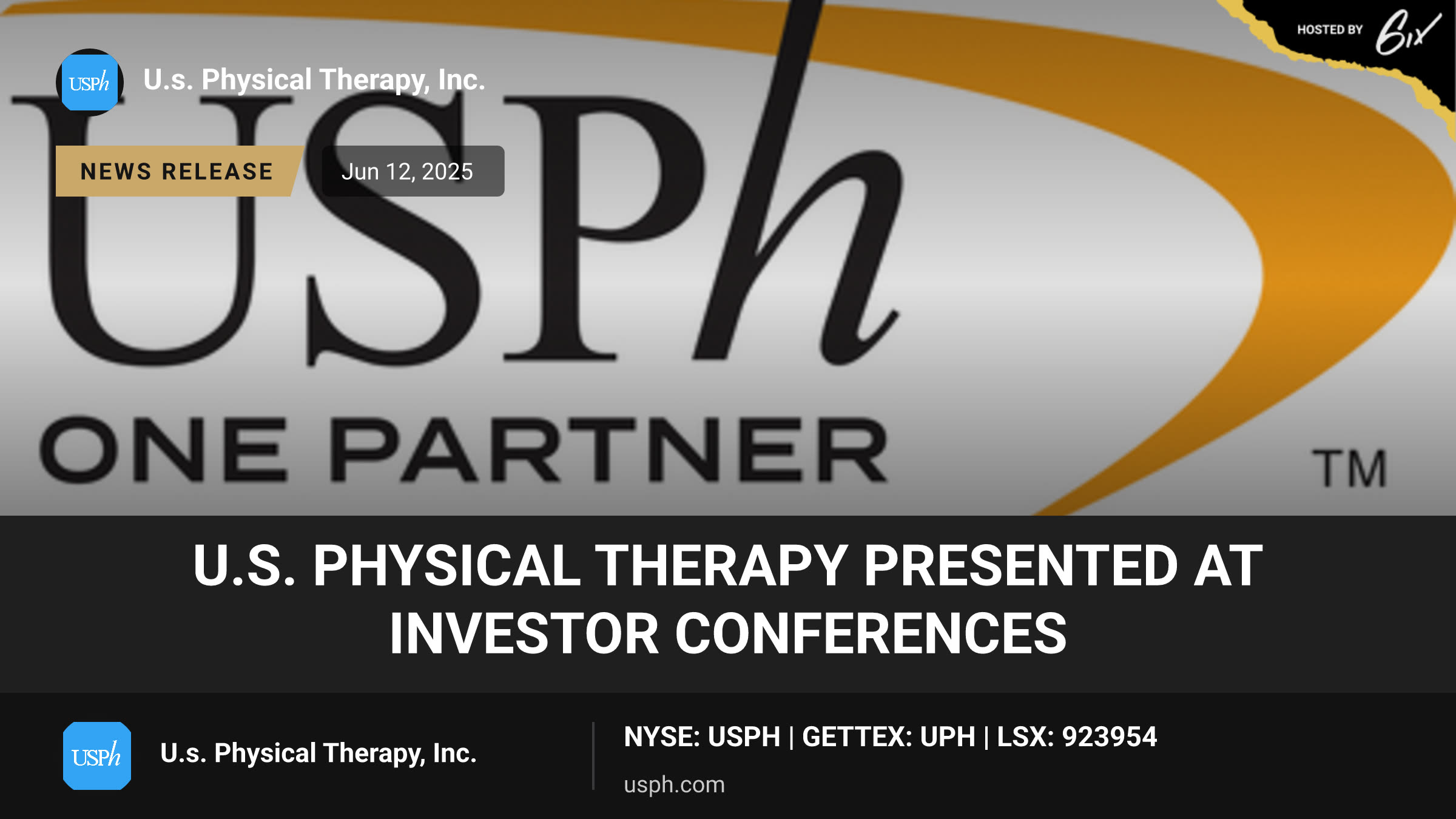 U.S. Physical Therapy Presented at Investor Conferences