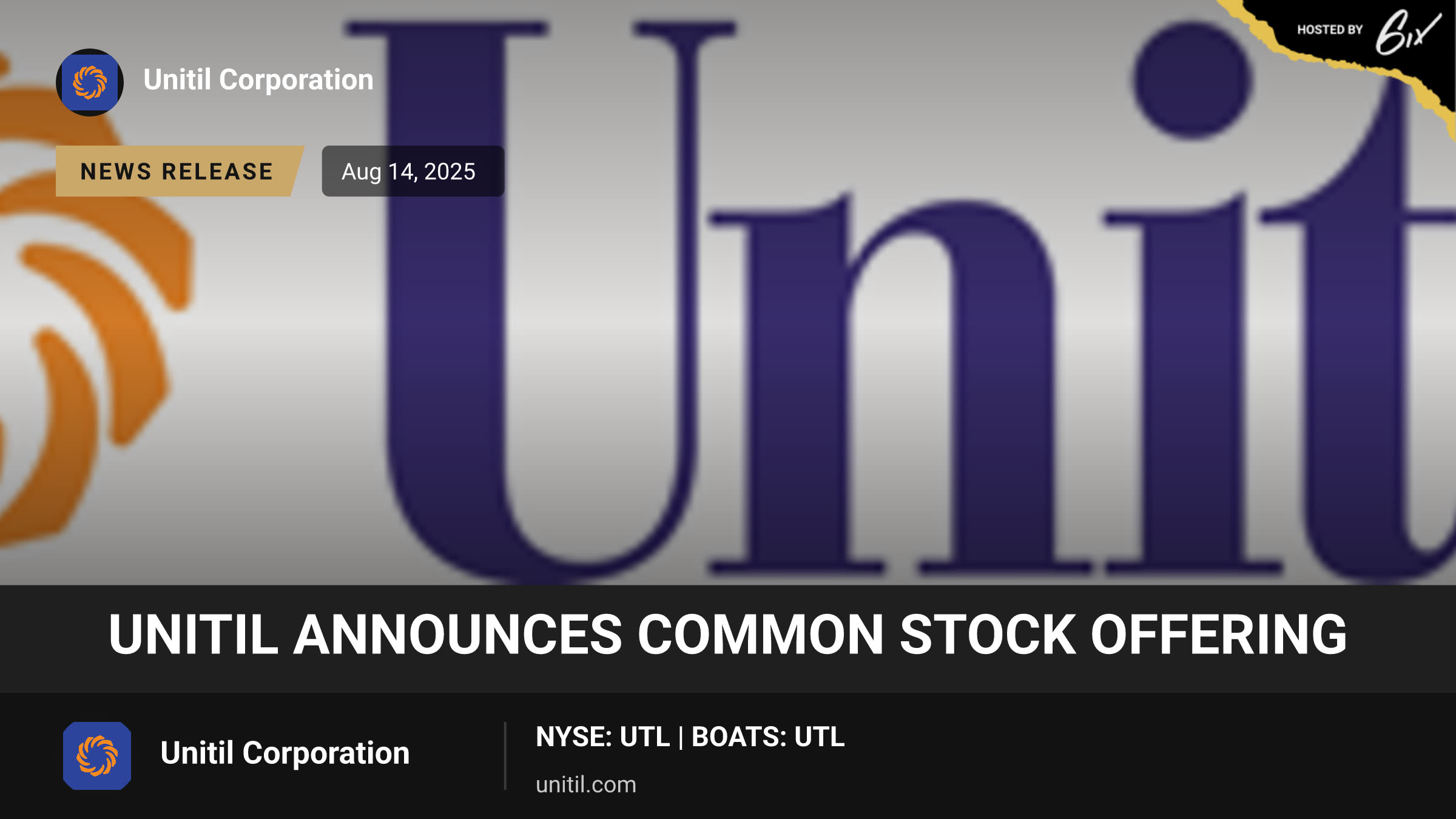Unitil Announces Common Stock Offering