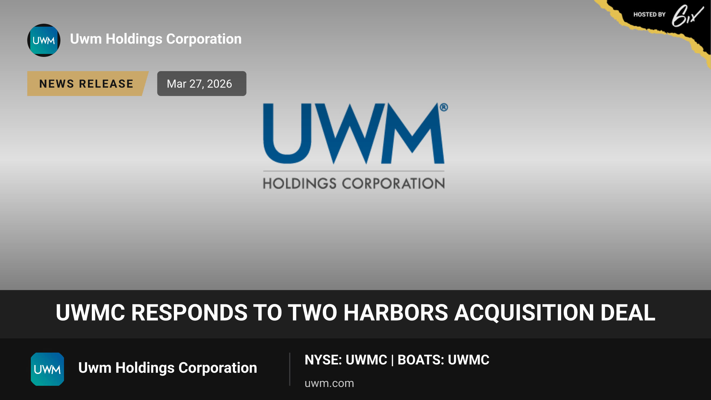 UWMC Responds to Two Harbors Acquisition Deal