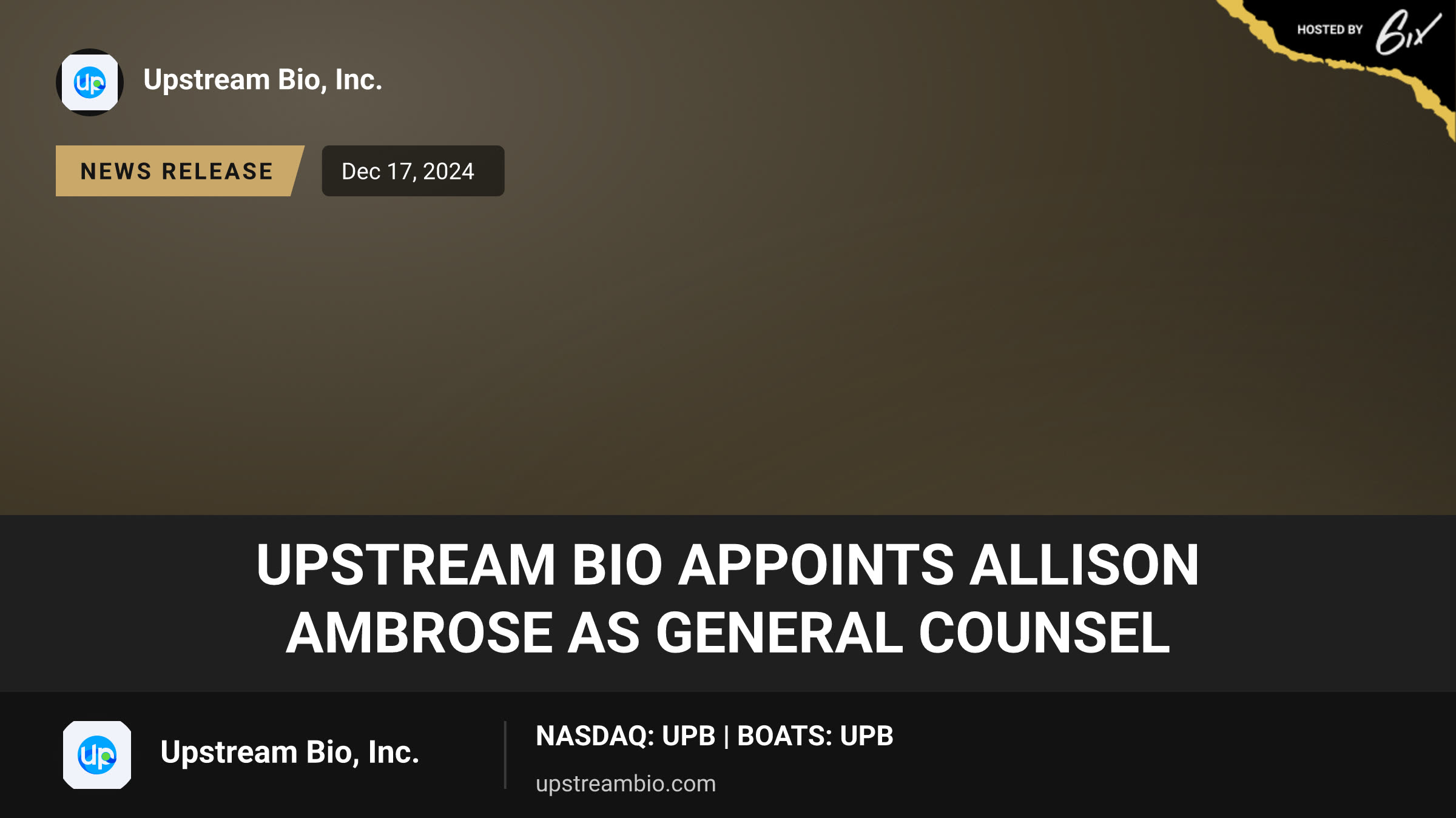 Upstream Bio Appoints Allison Ambrose as General Counsel