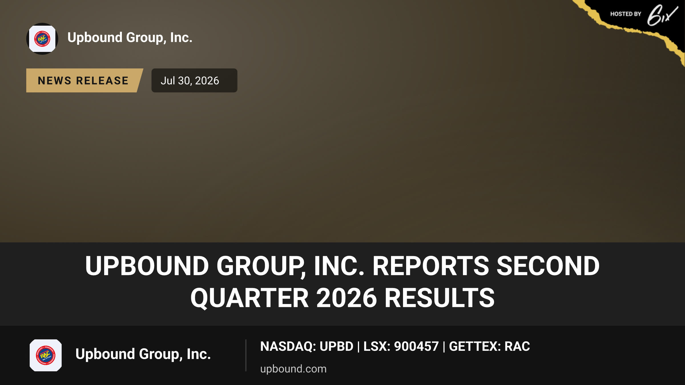 Upbound Group, Inc. Reports Second Quarter 2026 Results