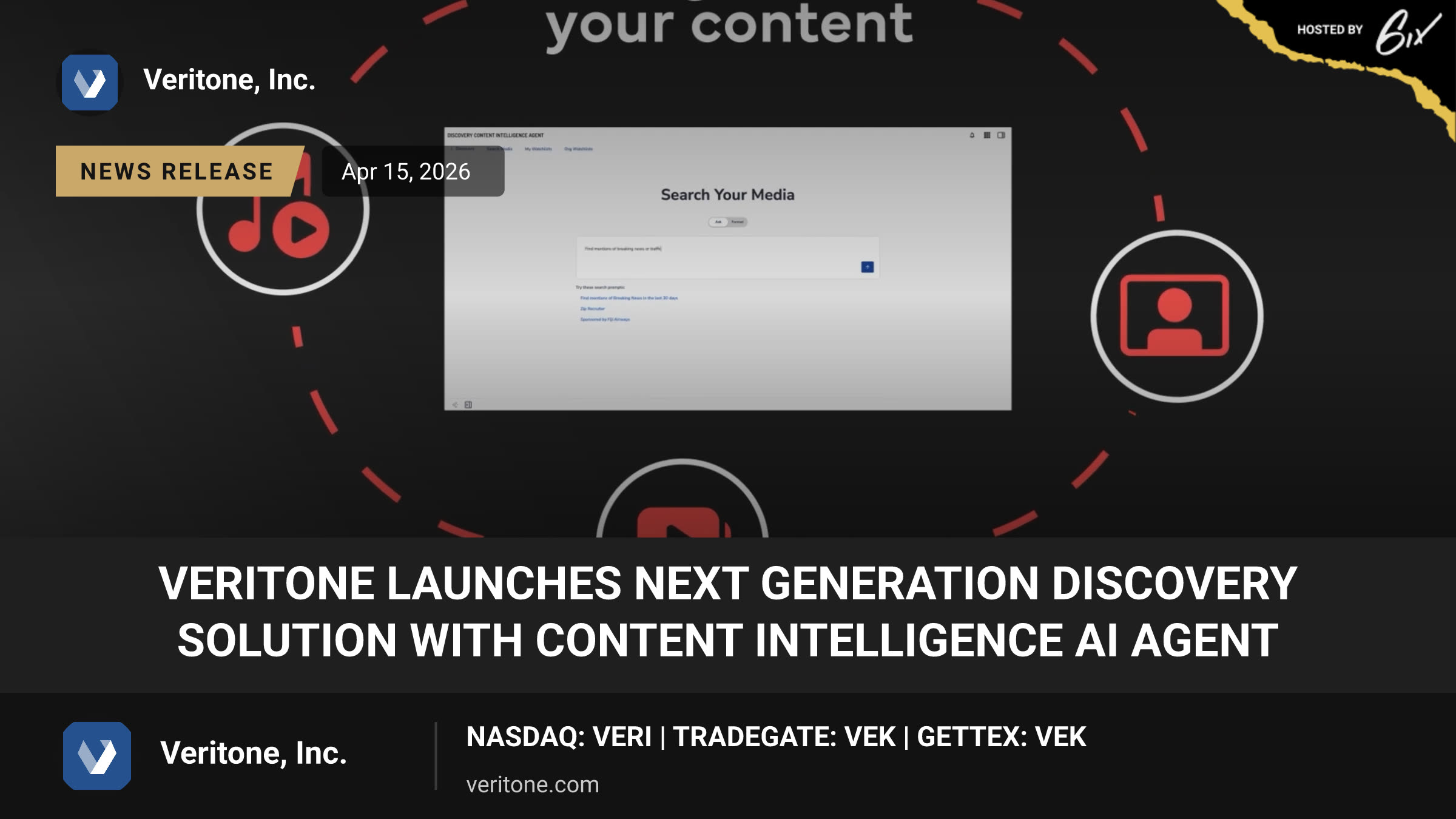 Veritone Launches Next Generation Discovery Solution with Content Intelligence AI Agent