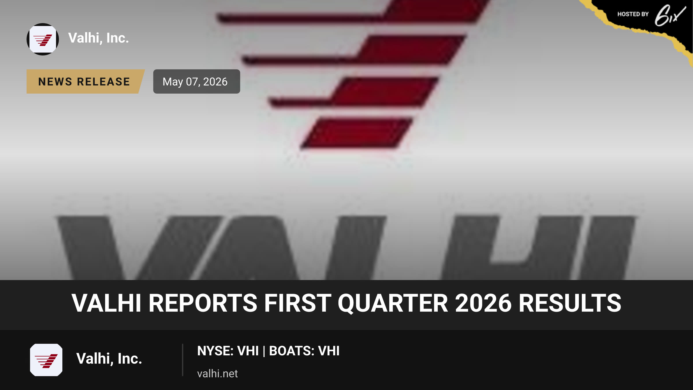VALHI REPORTS FIRST QUARTER 2026 RESULTS