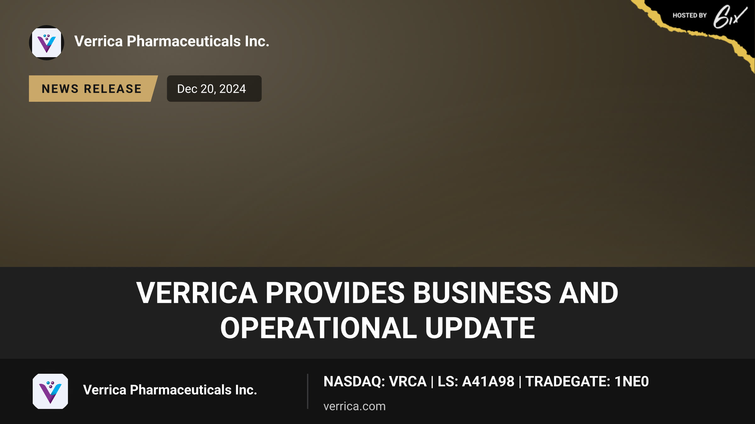 Verrica Provides Business and Operational Update