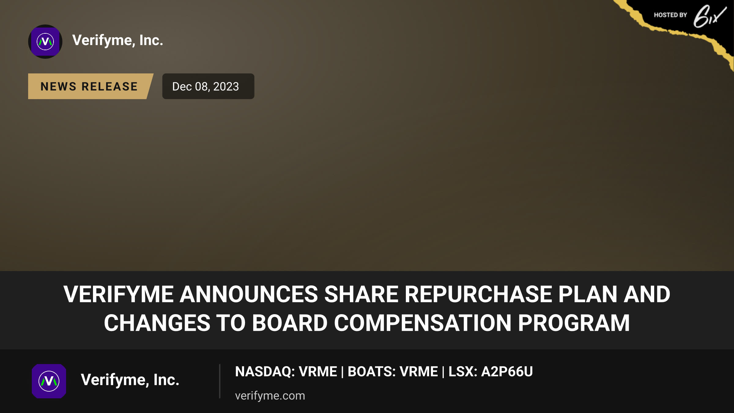 VerifyMe announces Share Repurchase Plan and Changes to Board Compensation Program