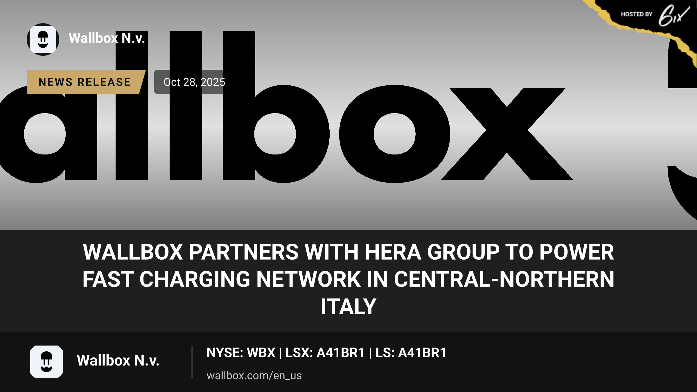 Wallbox Partners with Hera Group to Power Fast Charging Network in Central-Northern Italy
