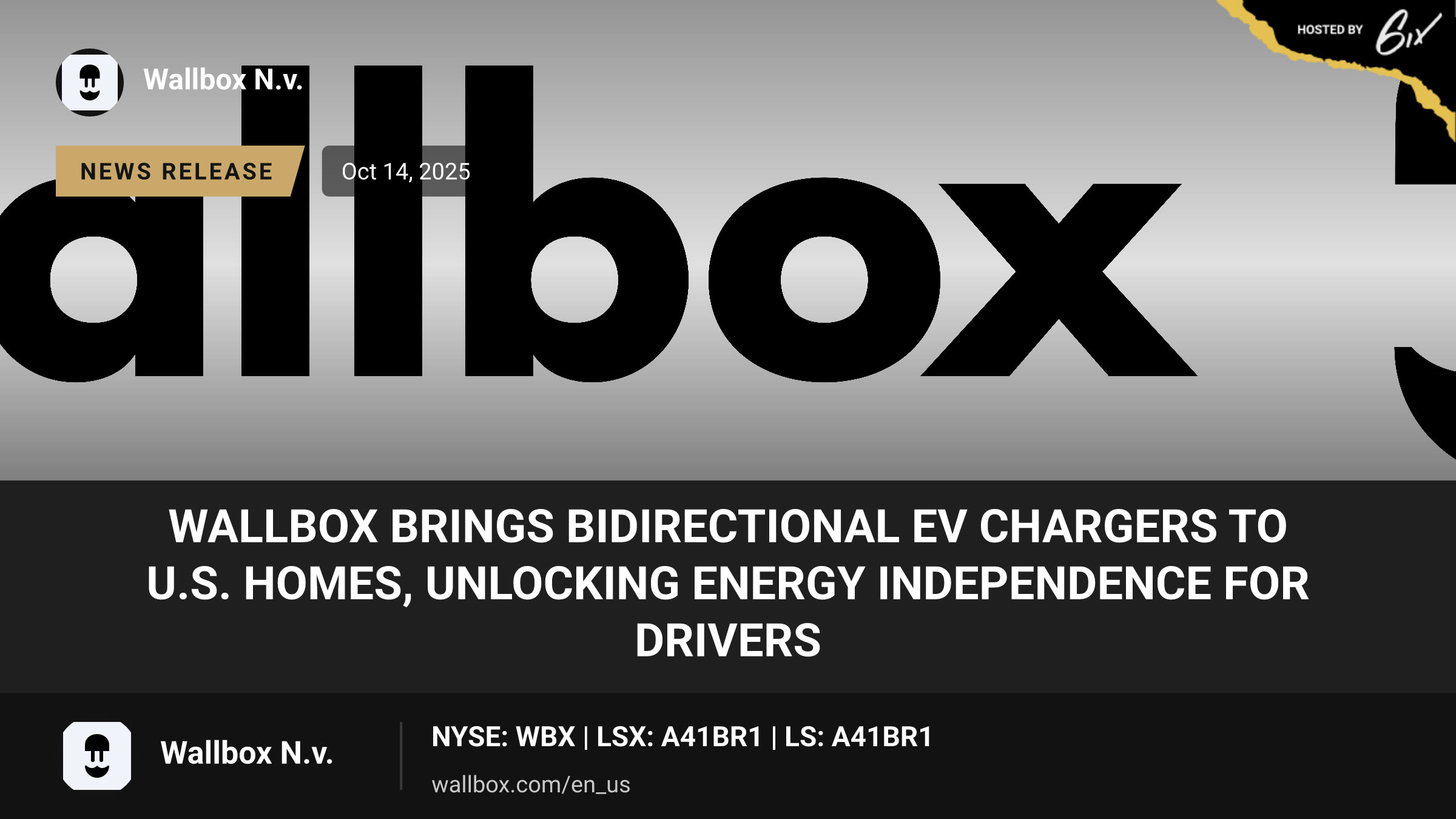 Wallbox Brings Bidirectional EV Chargers to U.S. Homes, Unlocking Energy Independence for Drivers