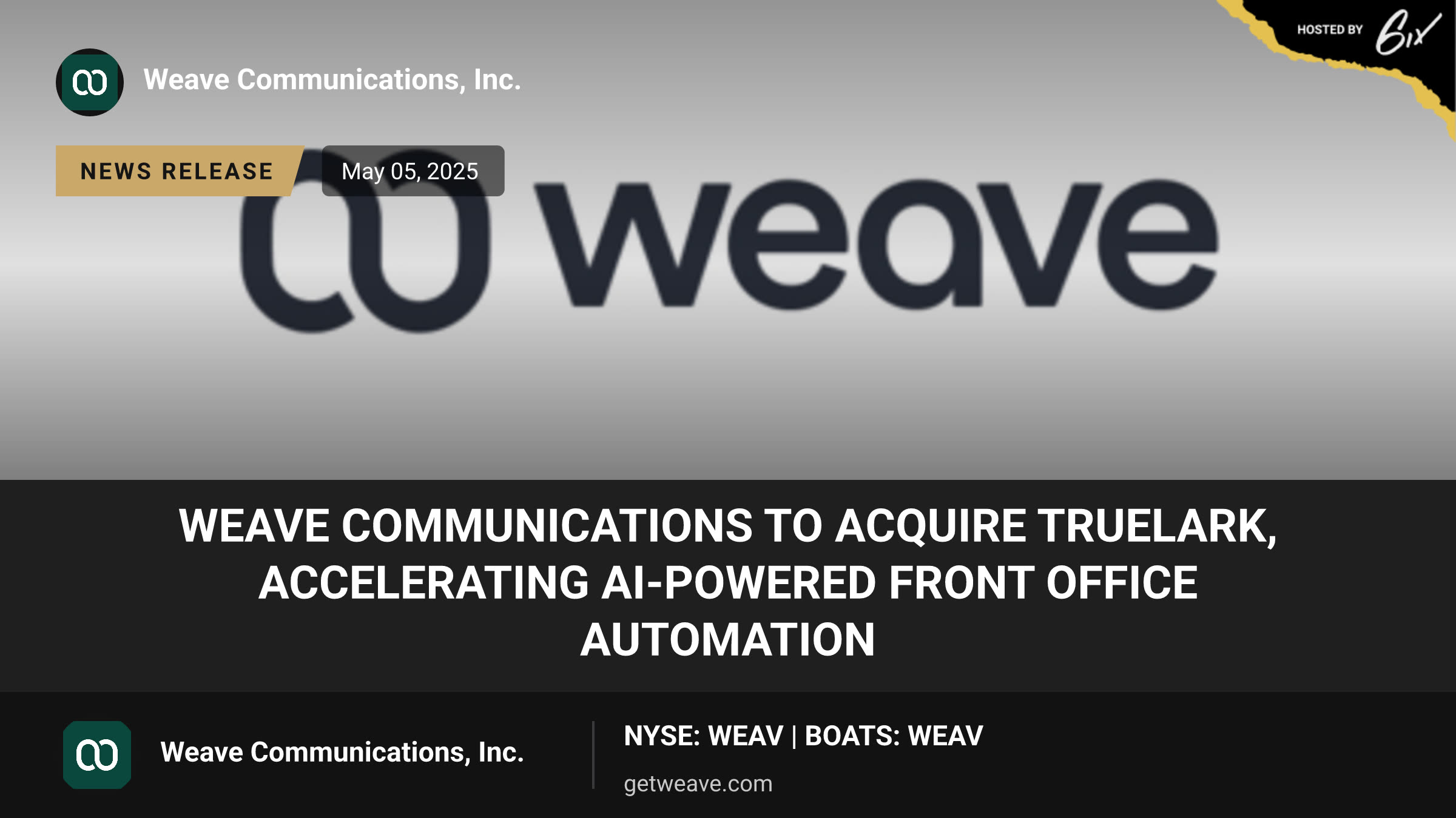 Weave Communications to Acquire TrueLark, Accelerating AI-Powered Front Office Automation
