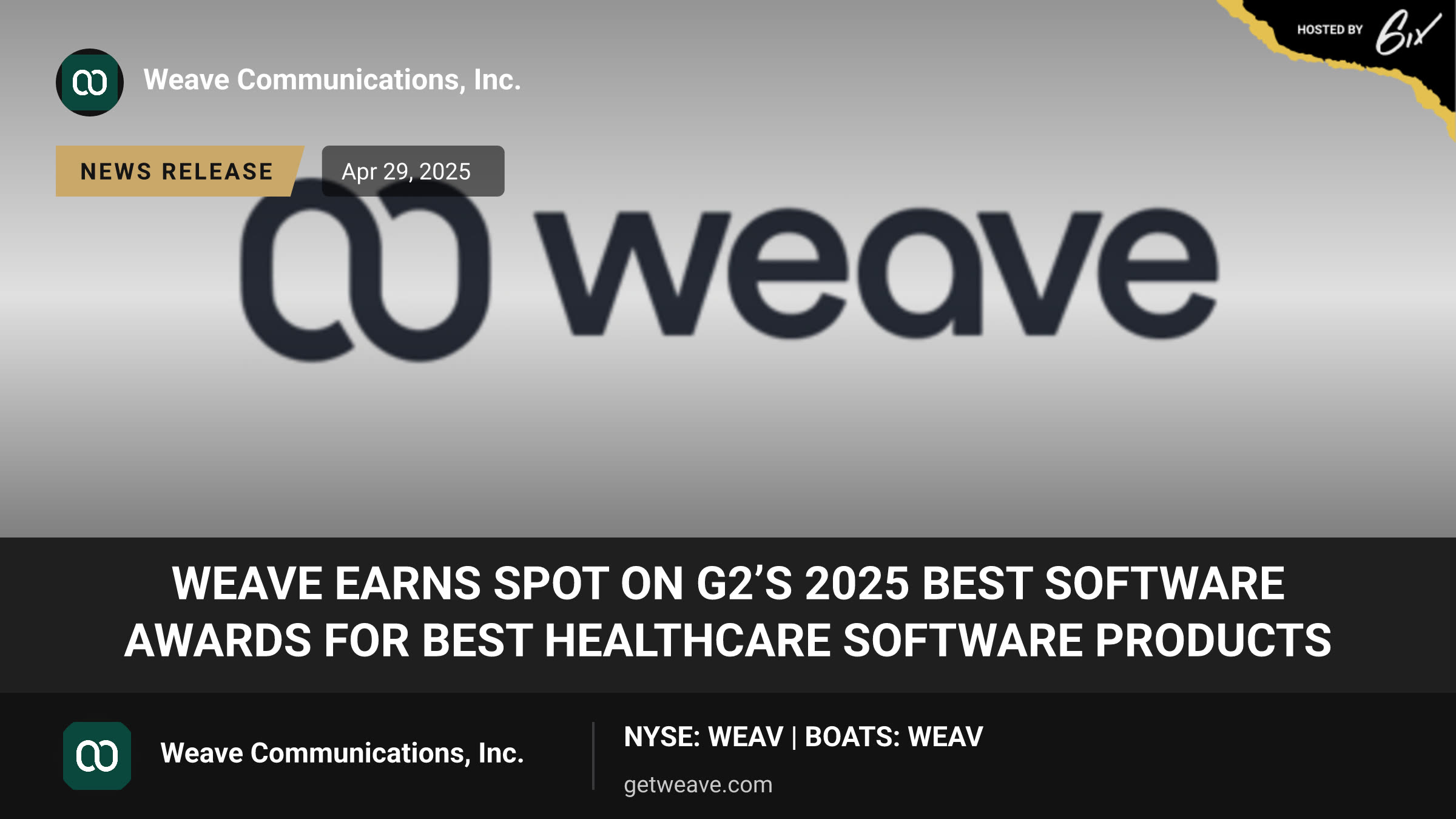 Weave Earns Spot on G2’s 2025 Best Software Awards for Best Healthcare Software Products