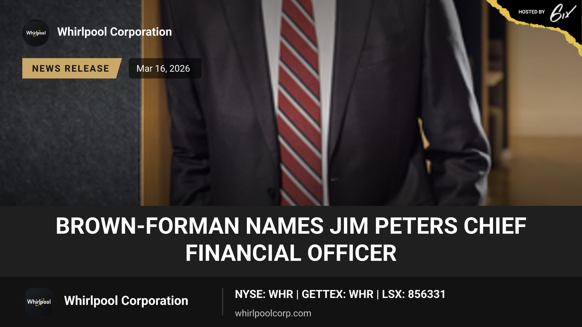 Brown-Forman Names Jim Peters Chief Financial Officer