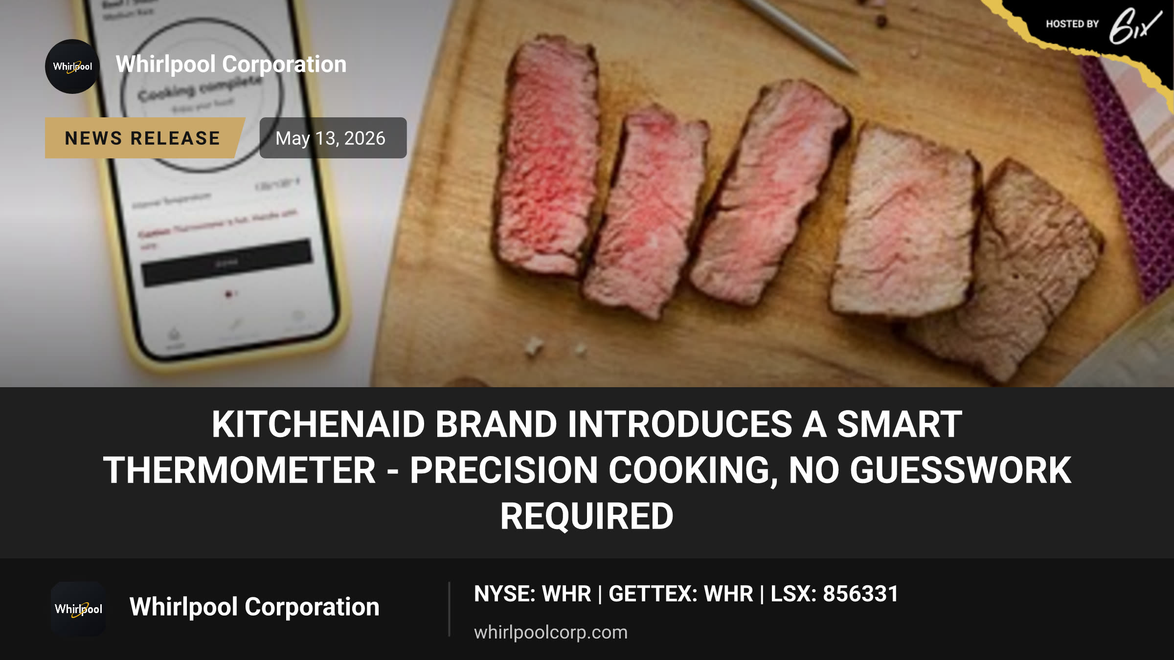 KitchenAid Brand Introduces a Smart Thermometer - Precision Cooking, No Guesswork Required