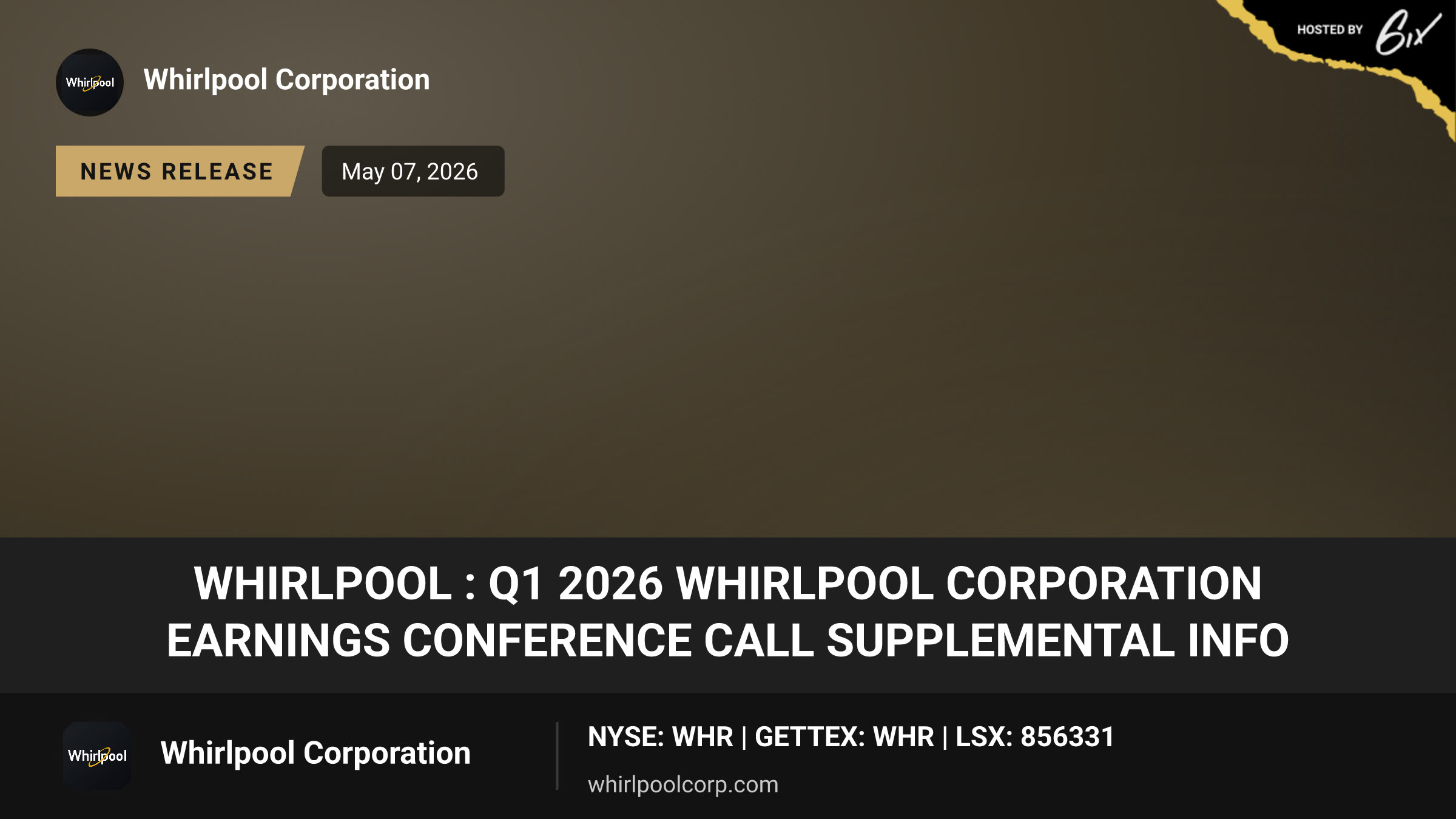 Whirlpool : Q1 2026 Whirlpool Corporation Earnings Conference Call Supplemental Info
