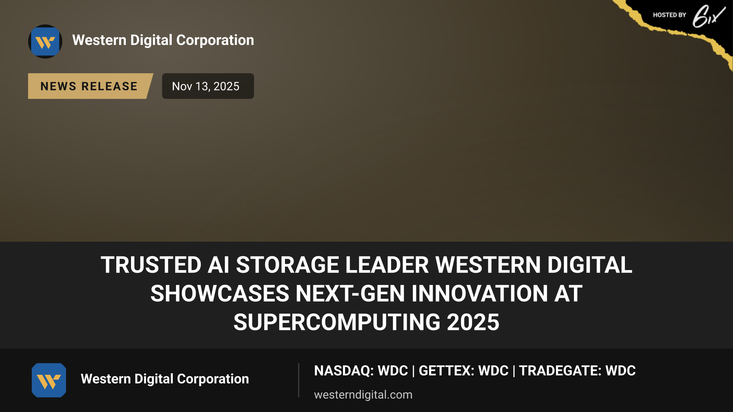 Trusted AI Storage Leader Western Digital Showcases Next-Gen Innovation at Supercomputing 2025