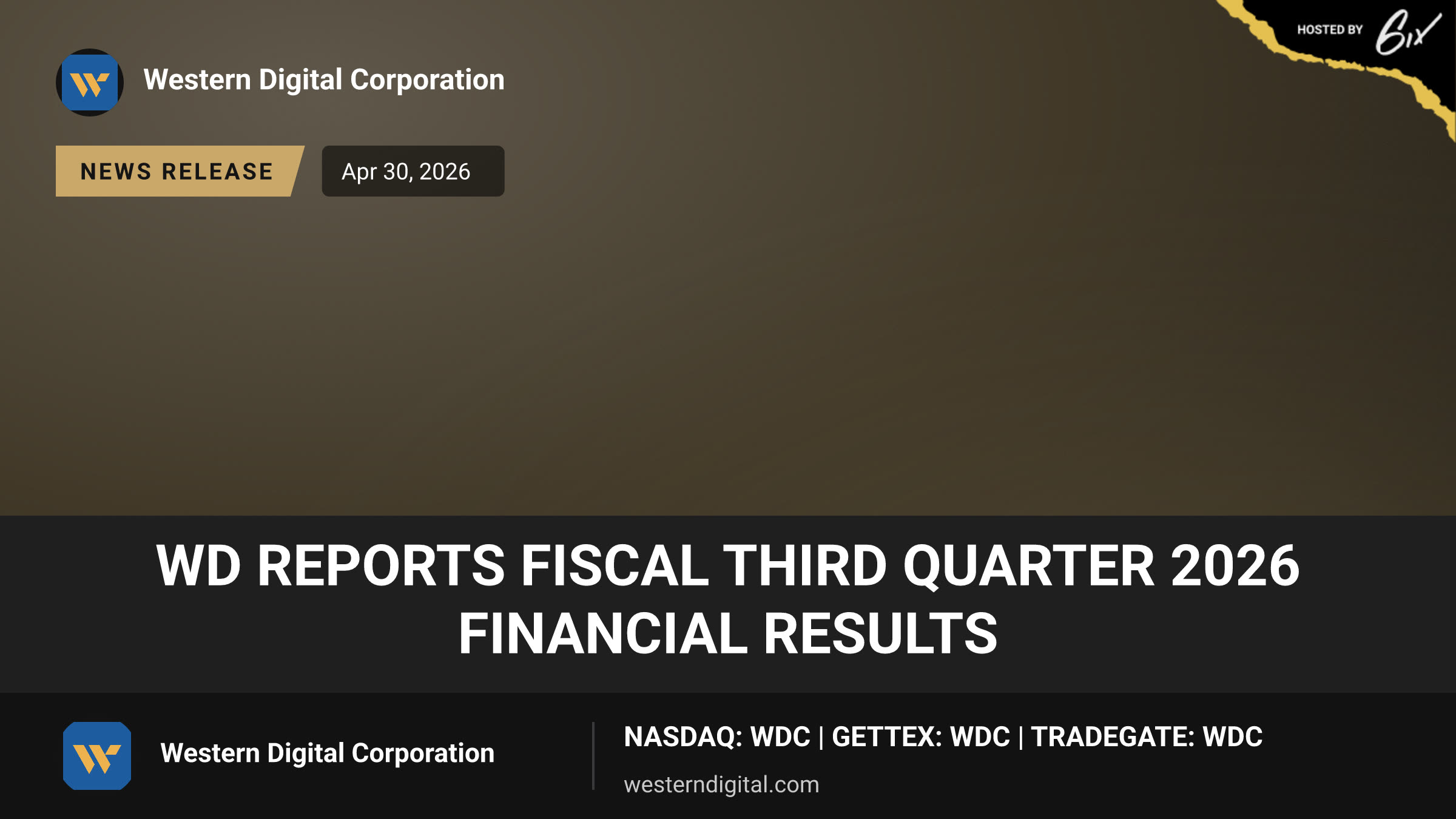 WD Reports Fiscal Third Quarter 2026 Financial Results