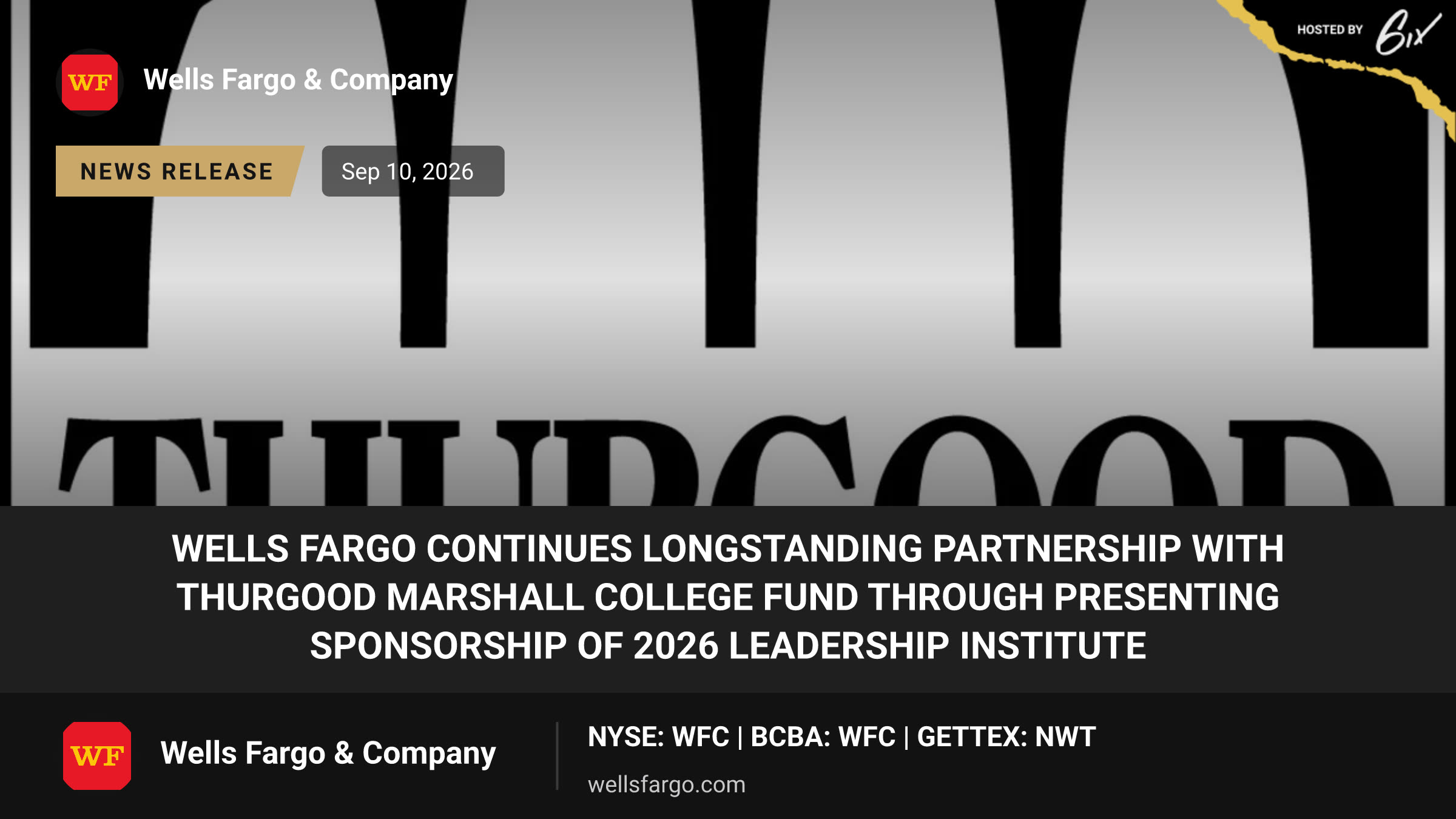 Wells Fargo continues longstanding partnership with Thurgood Marshall College Fund through presenting sponsorship of 2026 Leadership Institute