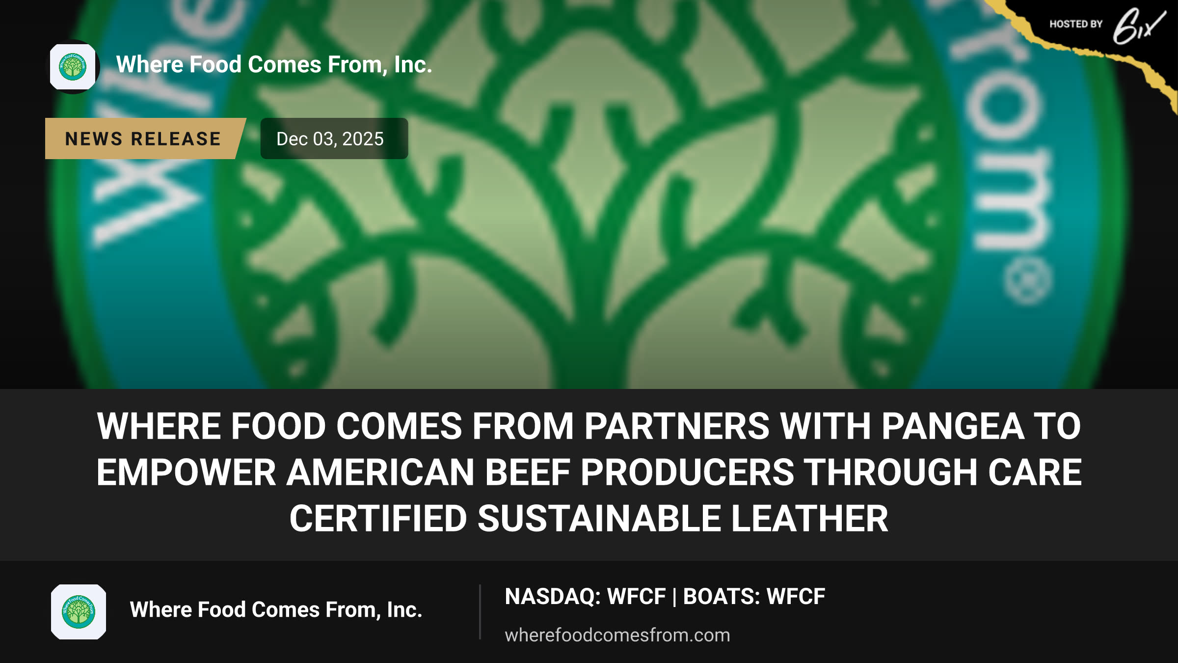 Where Food Comes From Partners with Pangea to Empower American Beef Producers Through CARE Certified Sustainable Leather