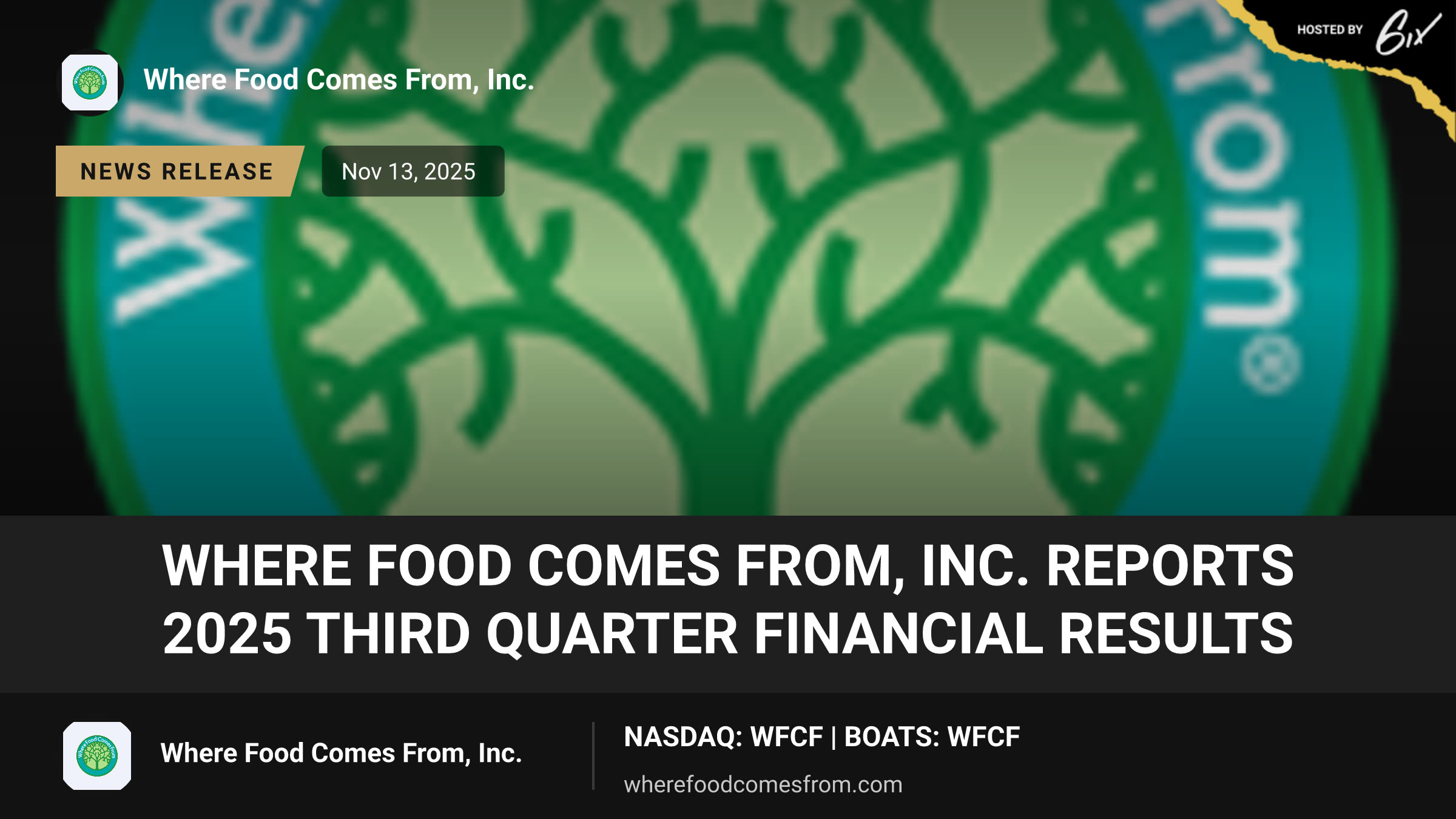 Where Food Comes From, Inc. Reports 2025 Third Quarter Financial Results