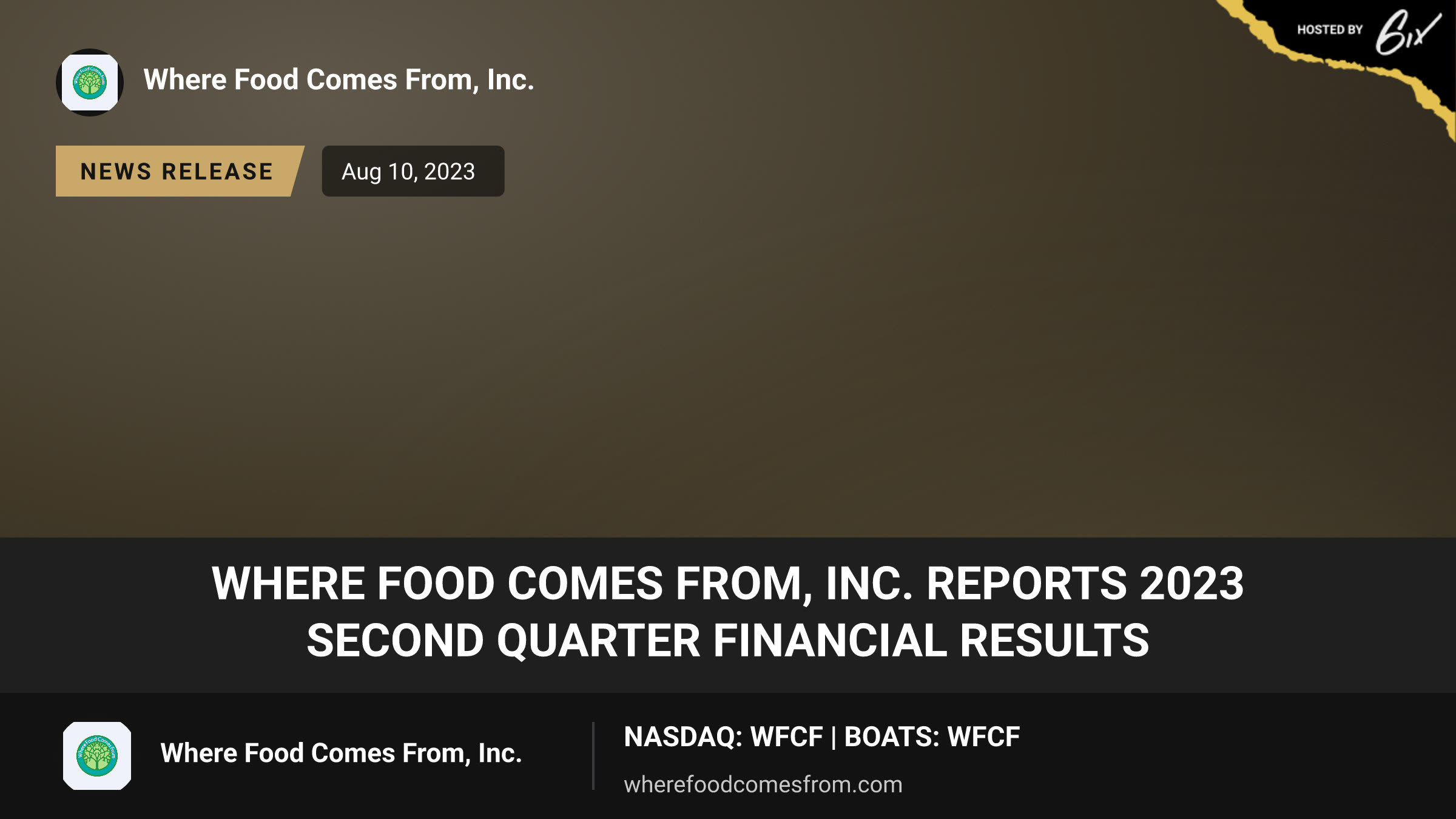 Where Food Comes From, Inc. Reports 2023 Second Quarter Financial Results