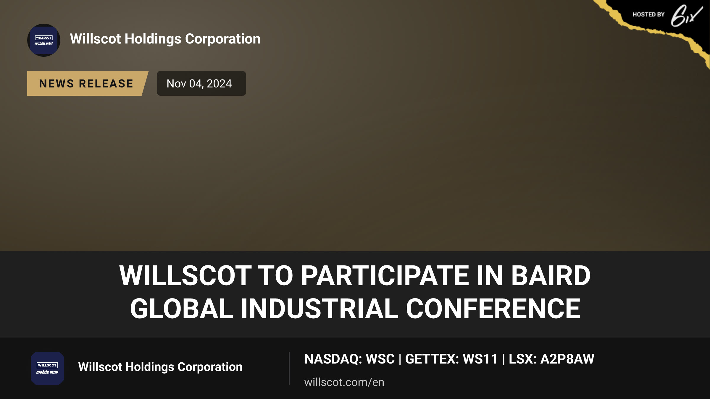 WillScot to Participate in Baird Global Industrial Conference