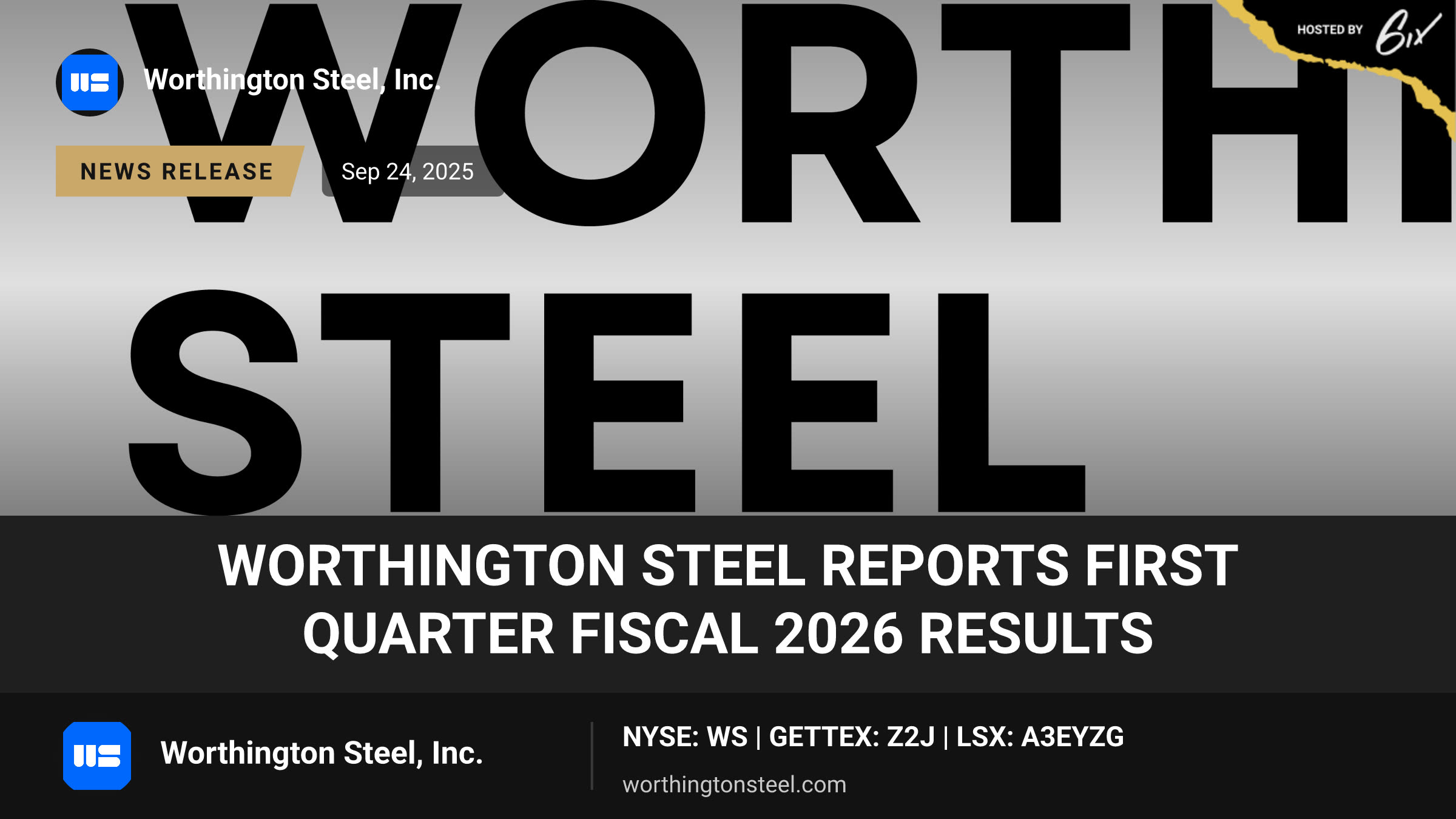 Worthington Steel Reports First Quarter Fiscal 2026 Results