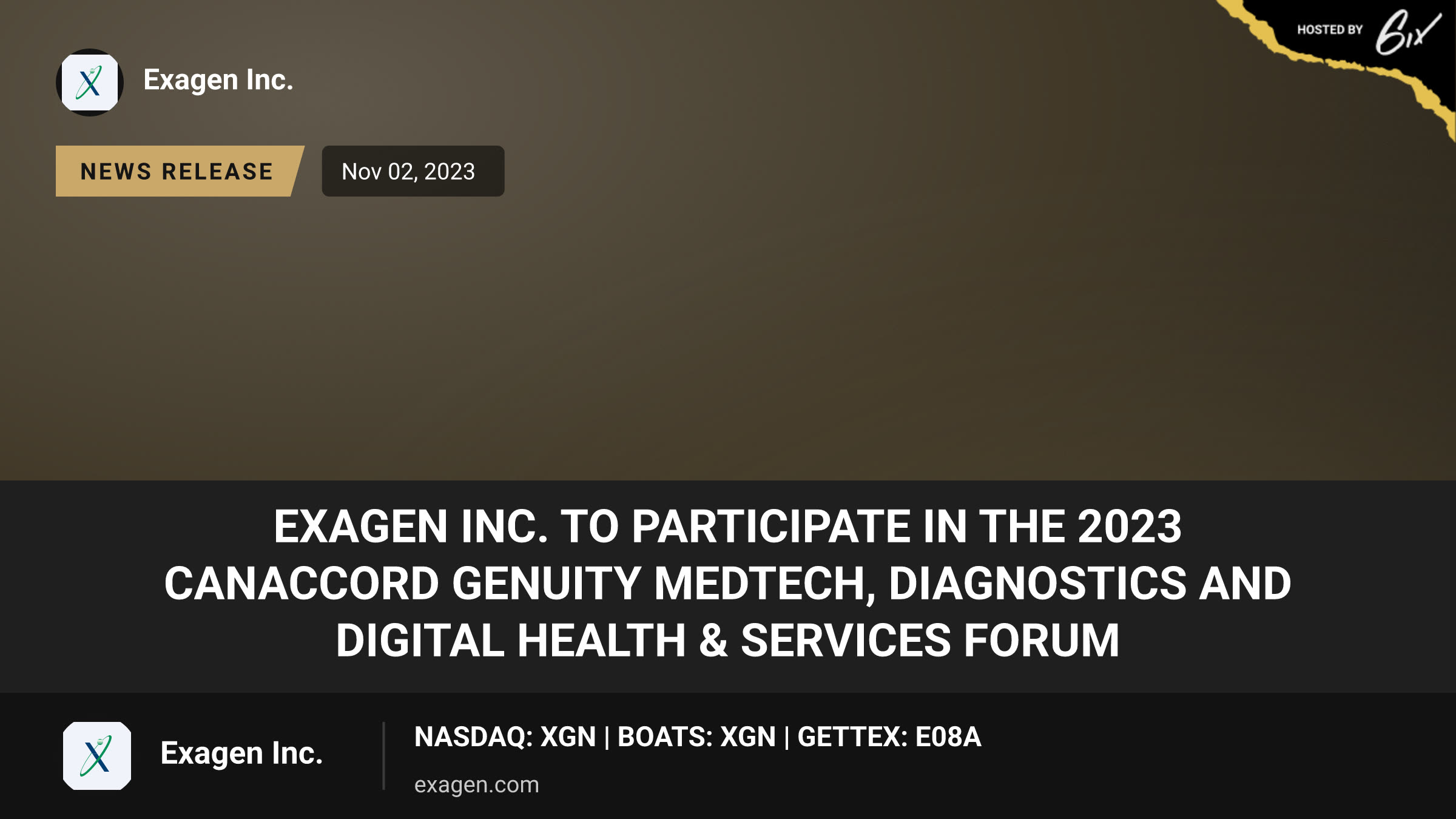 Exagen Inc. to Participate in the 2023 Canaccord Genuity MedTech, Diagnostics and Digital Health & Services Forum