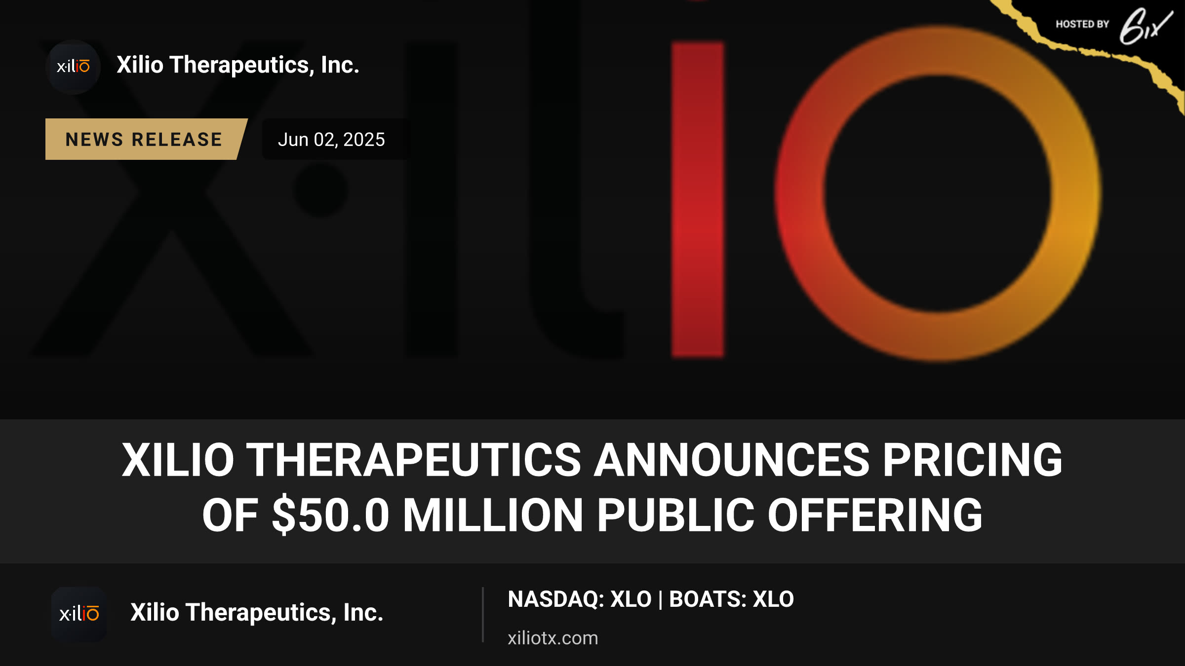 Xilio Therapeutics Announces Pricing of $50.0 Million Public Offering
