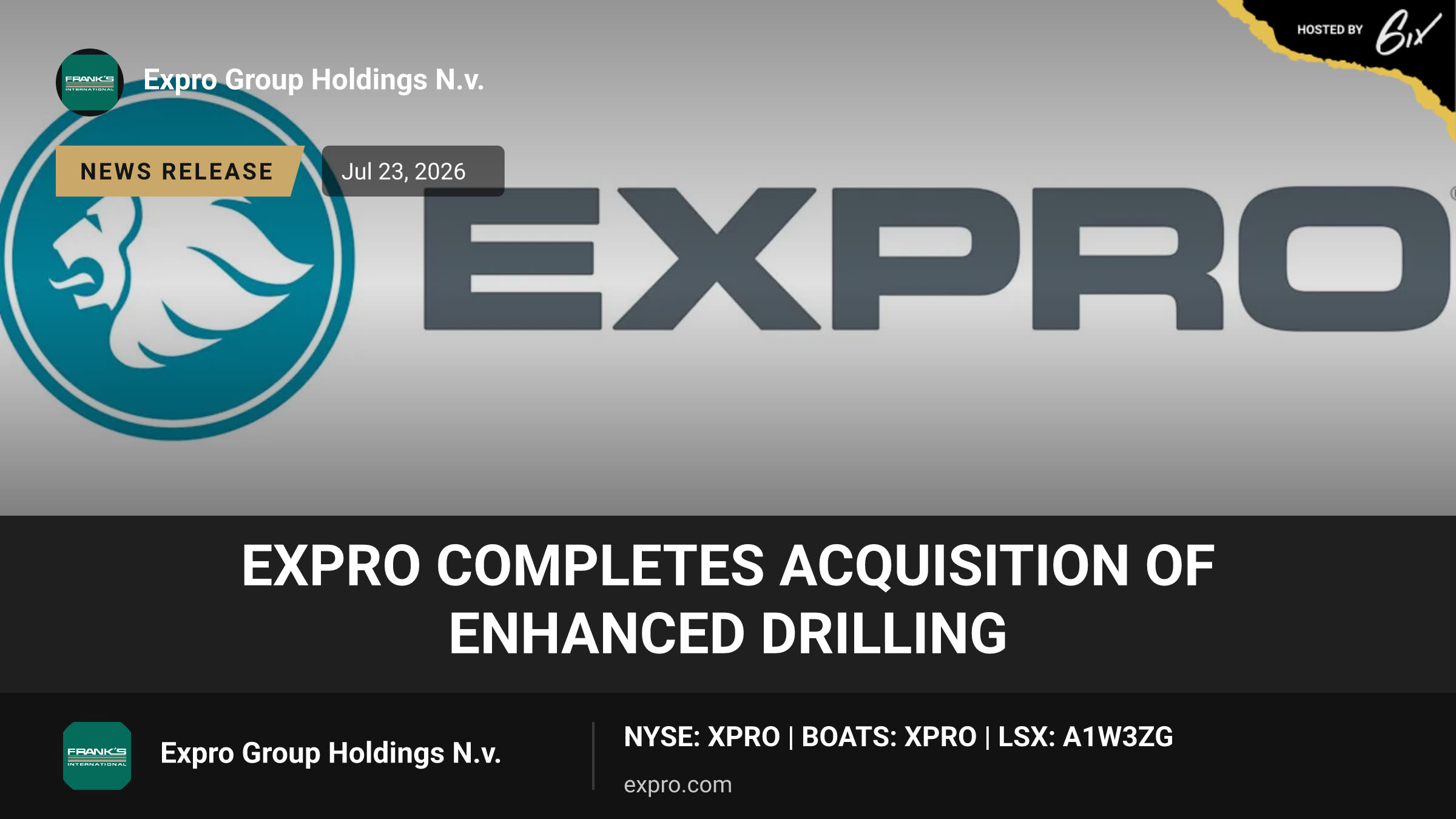 Expro Completes Acquisition of Enhanced Drilling