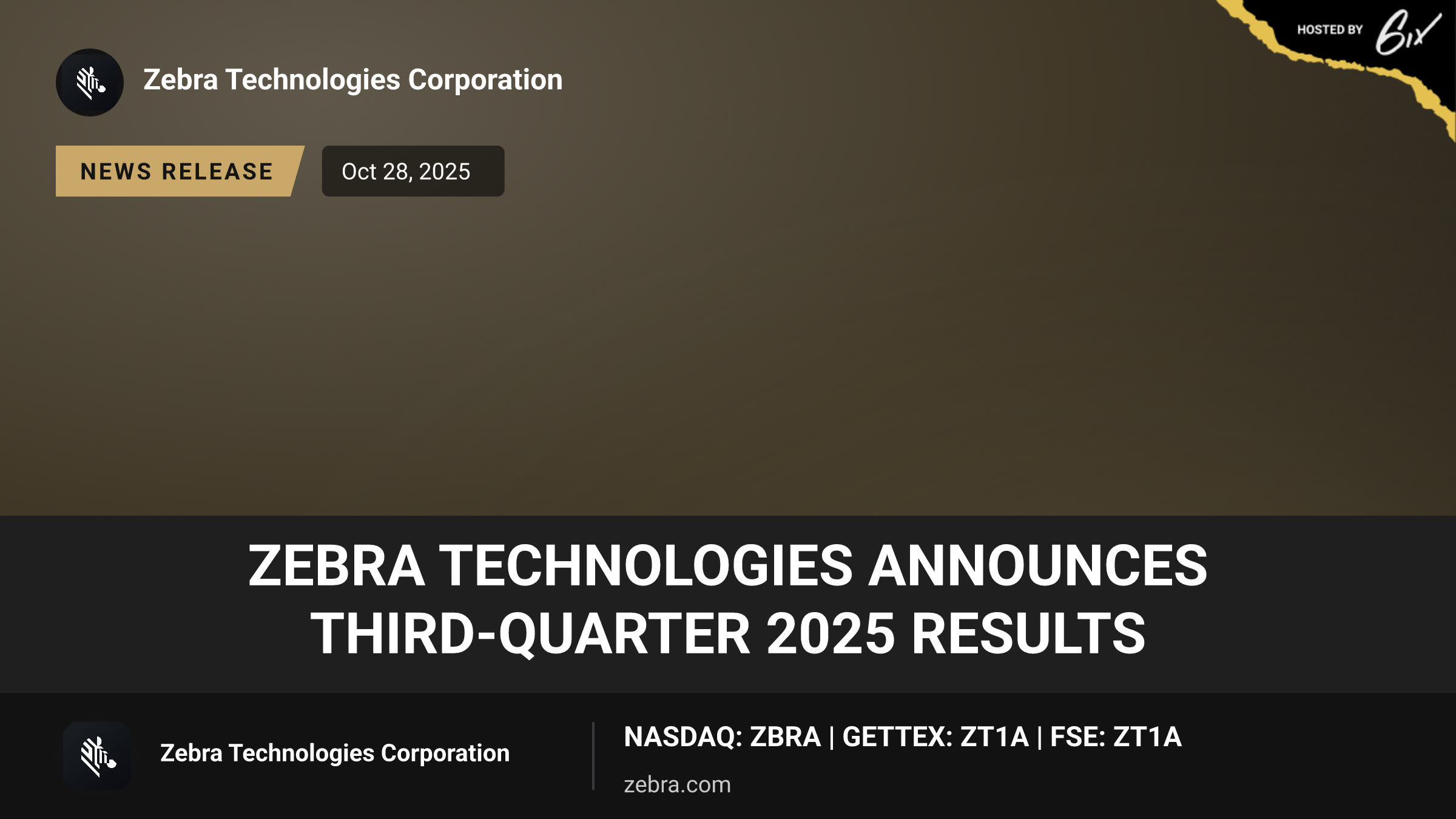Zebra Technologies Announces Third-Quarter 2025 Results