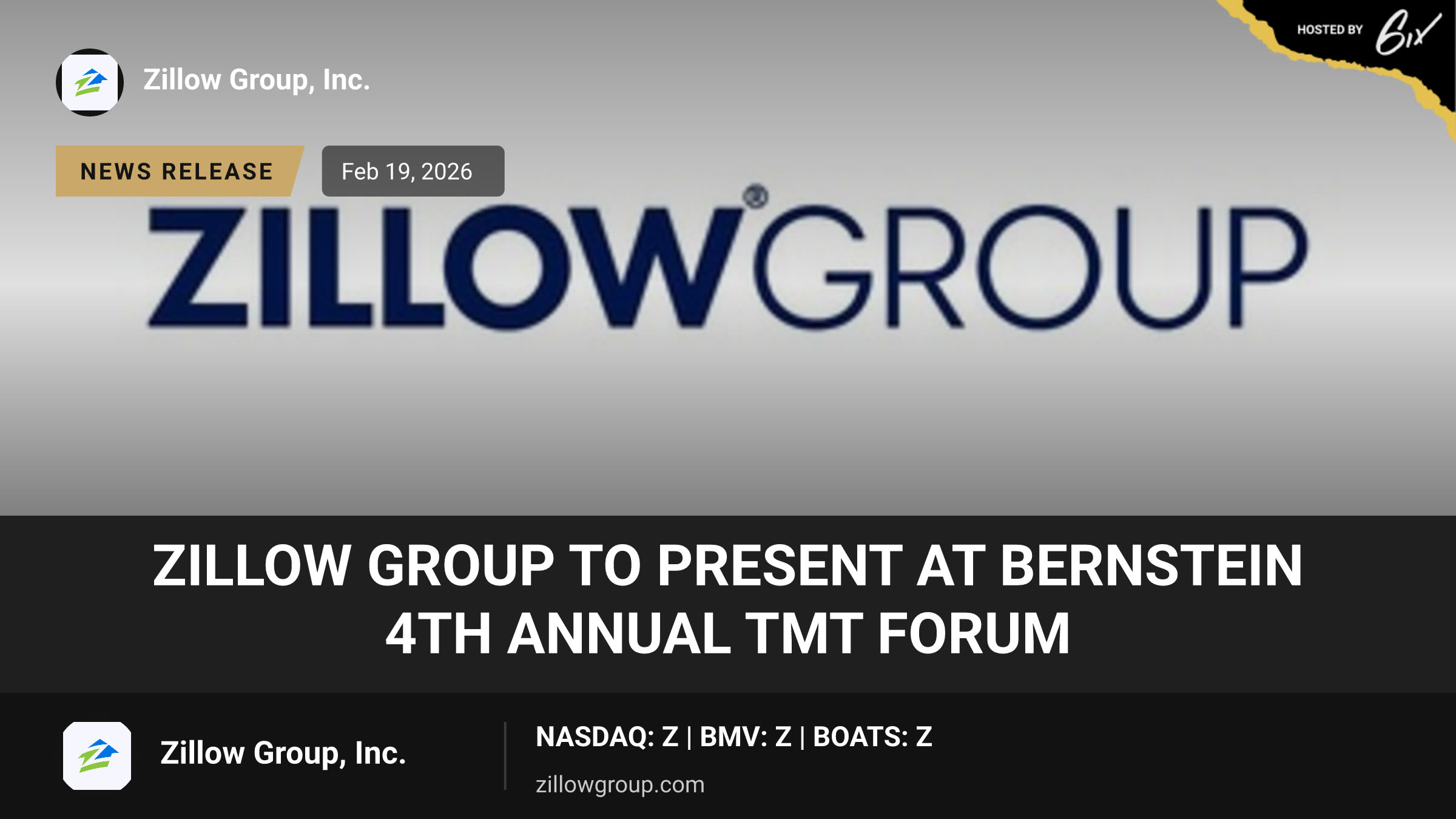 Zillow Group to present at Bernstein 4th Annual TMT Forum