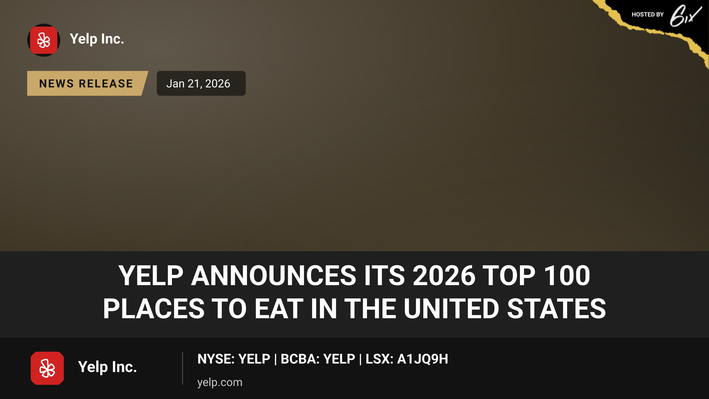 Yelp Announces its 2026 Top 100 Places to Eat in the United States