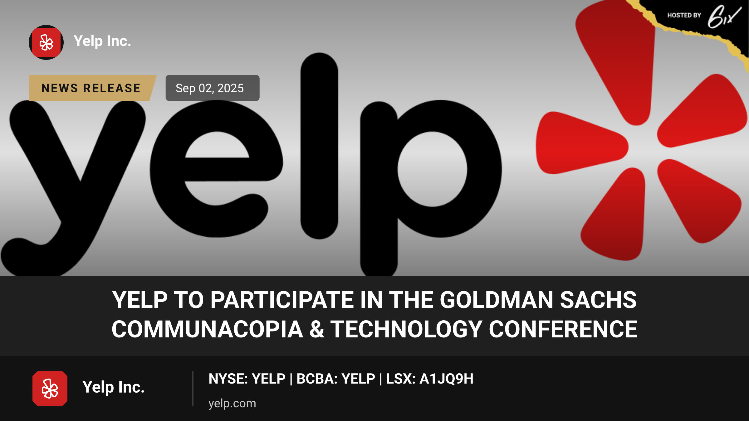 Yelp to Participate in the Goldman Sachs Communacopia & Technology Conference