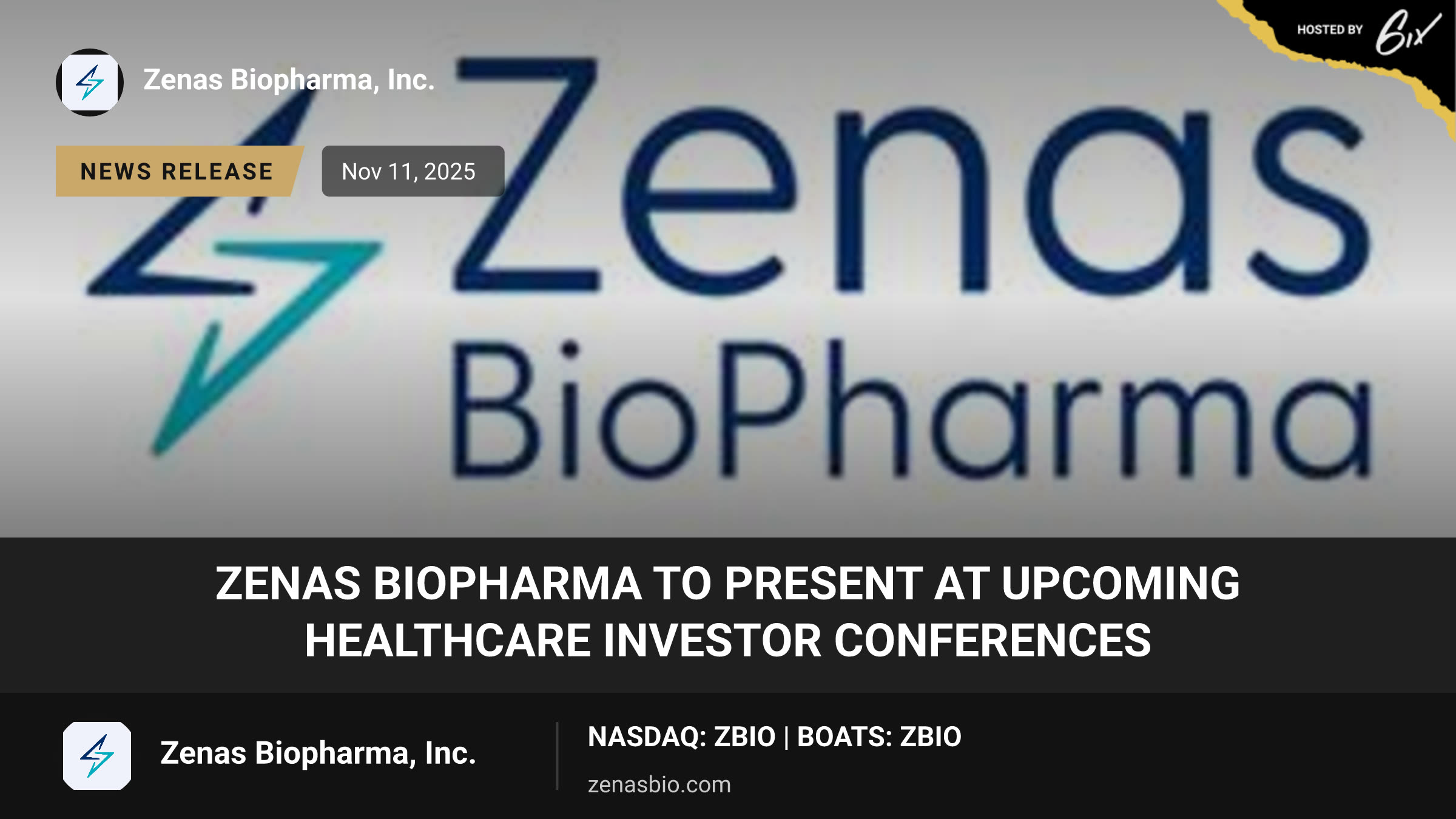 Zenas BioPharma to Present at Upcoming Healthcare Investor Conferences