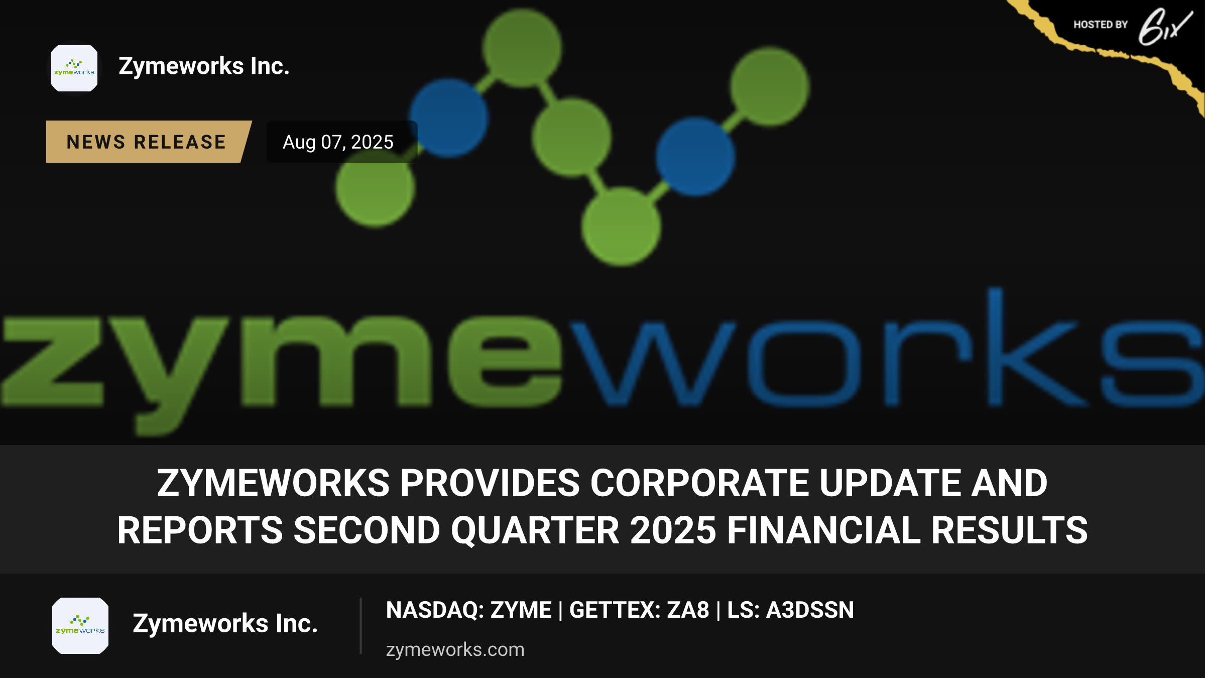 Zymeworks Provides Corporate Update and Reports Second Quarter 2025 Financial Results