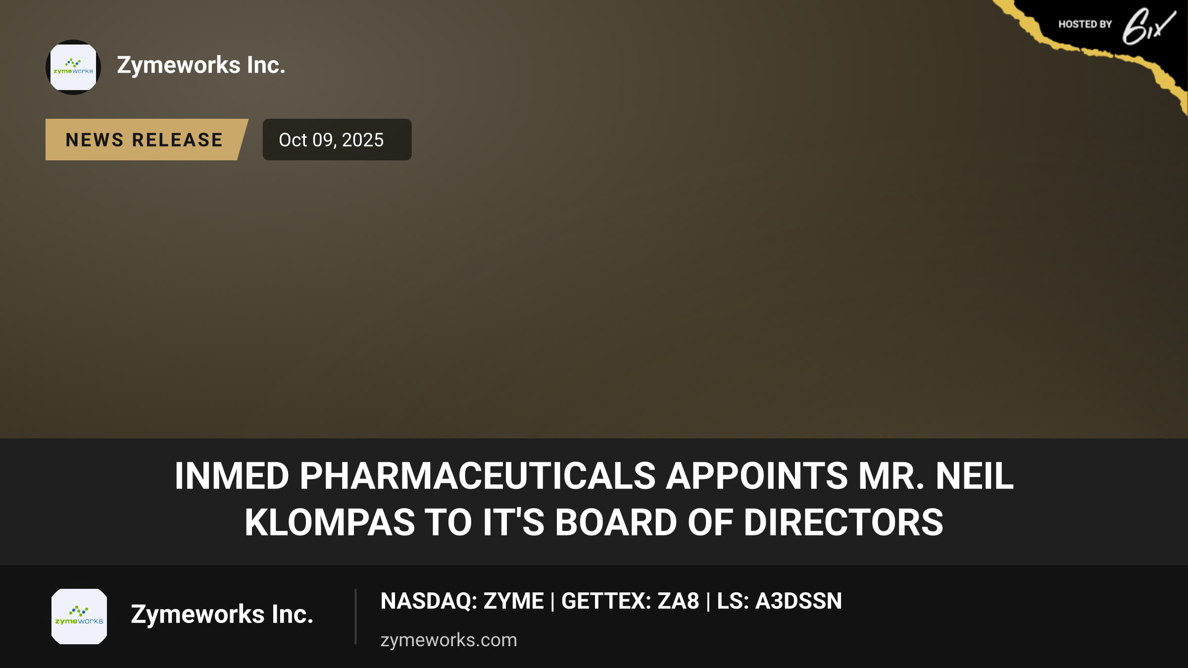 InMed Pharmaceuticals Appoints Mr. Neil Klompas to It's Board of Directors