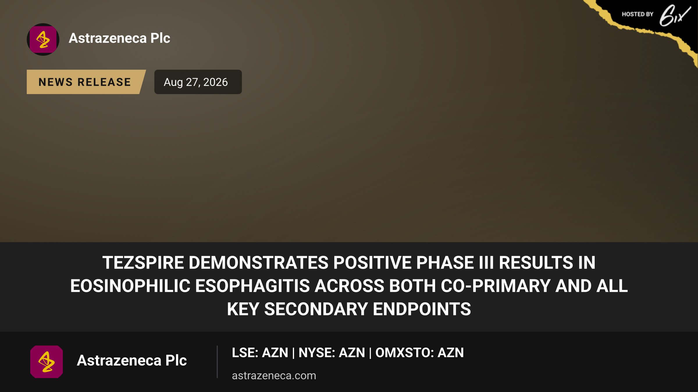 TEZSPIRE demonstrates positive Phase III results in eosinophilic esophagitis across both co-primary and all key secondary endpoints