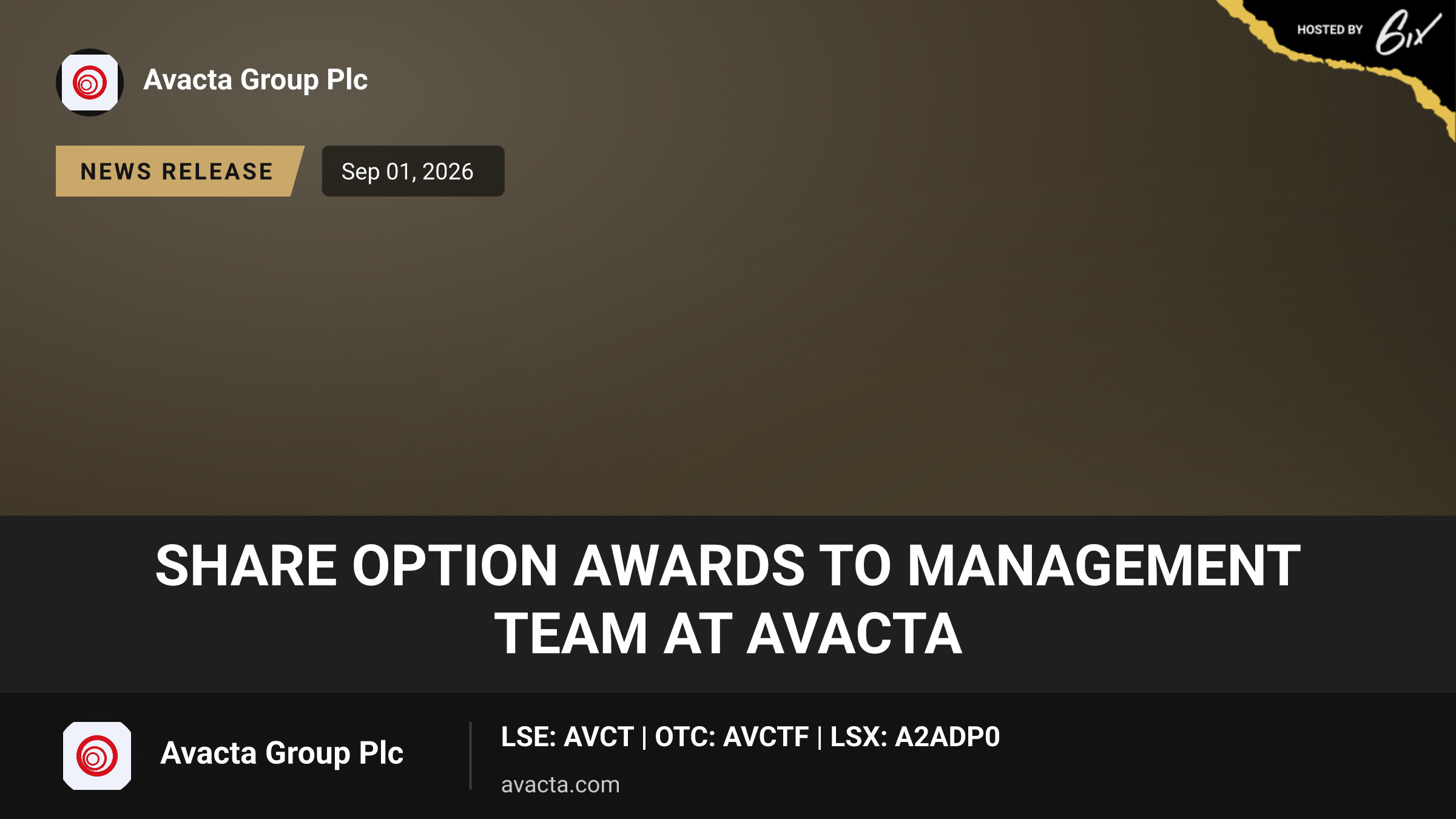 Share Option Awards to Management Team at Avacta