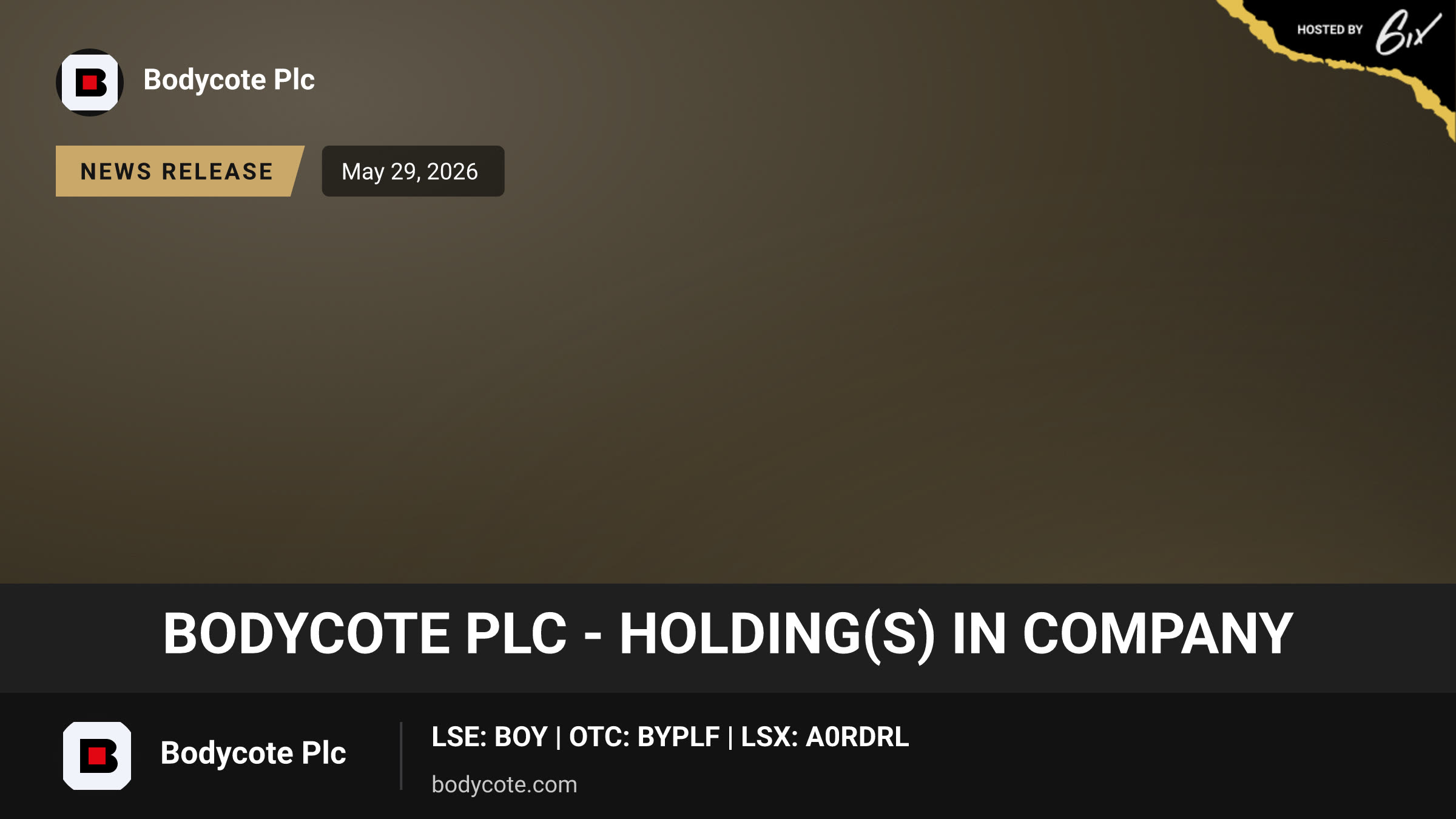 Bodycote Plc - Holding(s) in Company