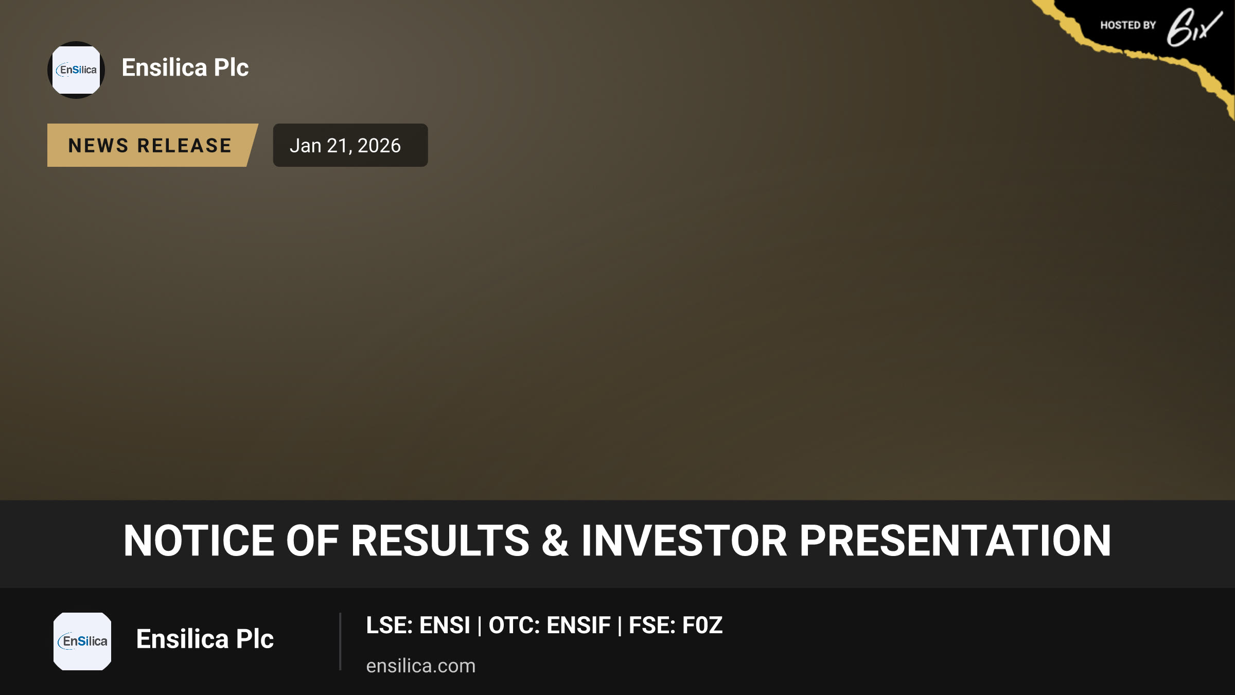 Notice of Results & Investor Presentation
