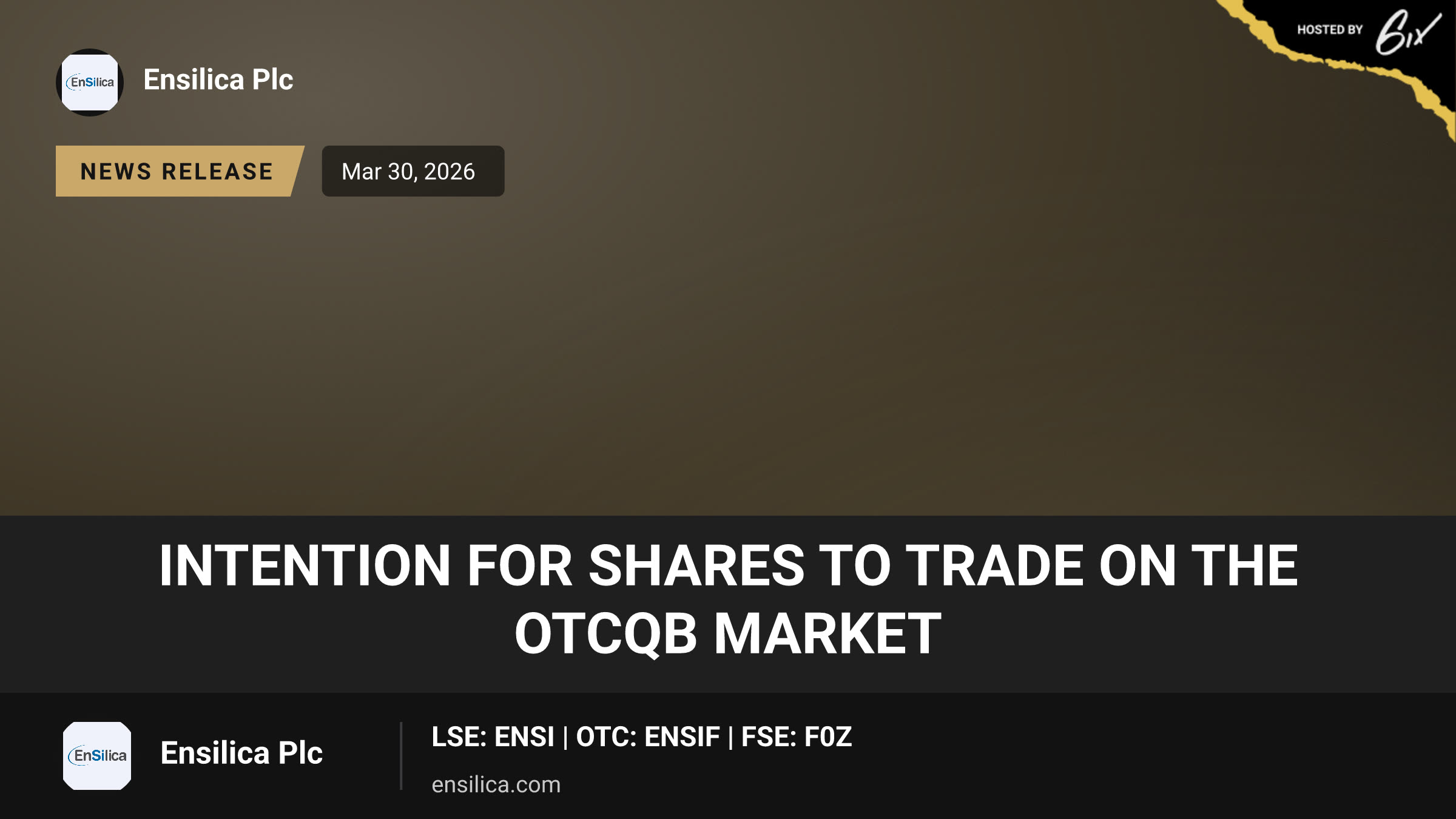 Intention for shares to trade on the OTCQB Market