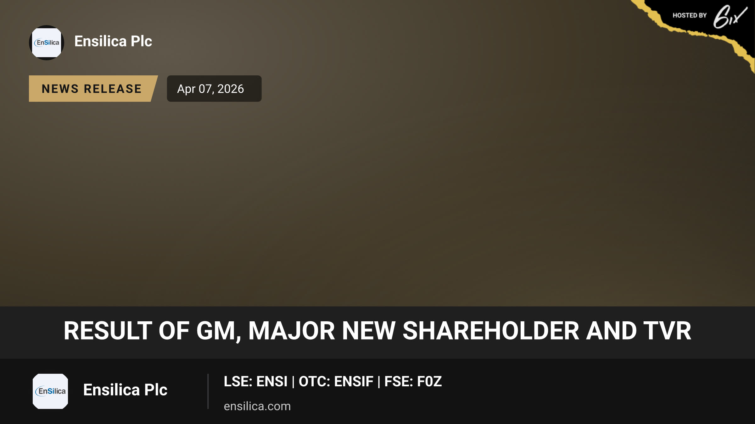 Result of GM, Major New Shareholder and TVR