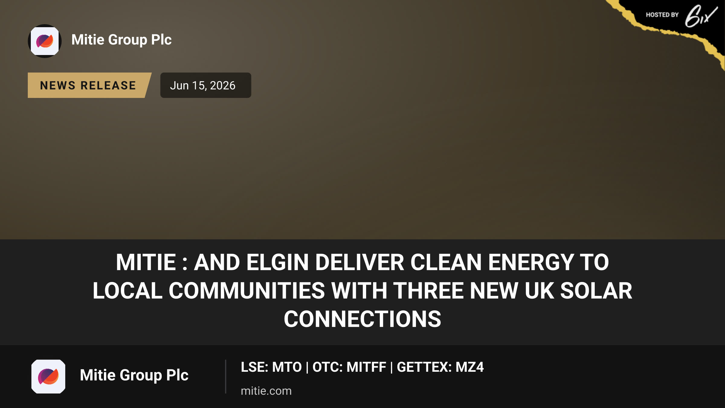 Mitie : and Elgin deliver clean energy to local communities with three new UK solar connections