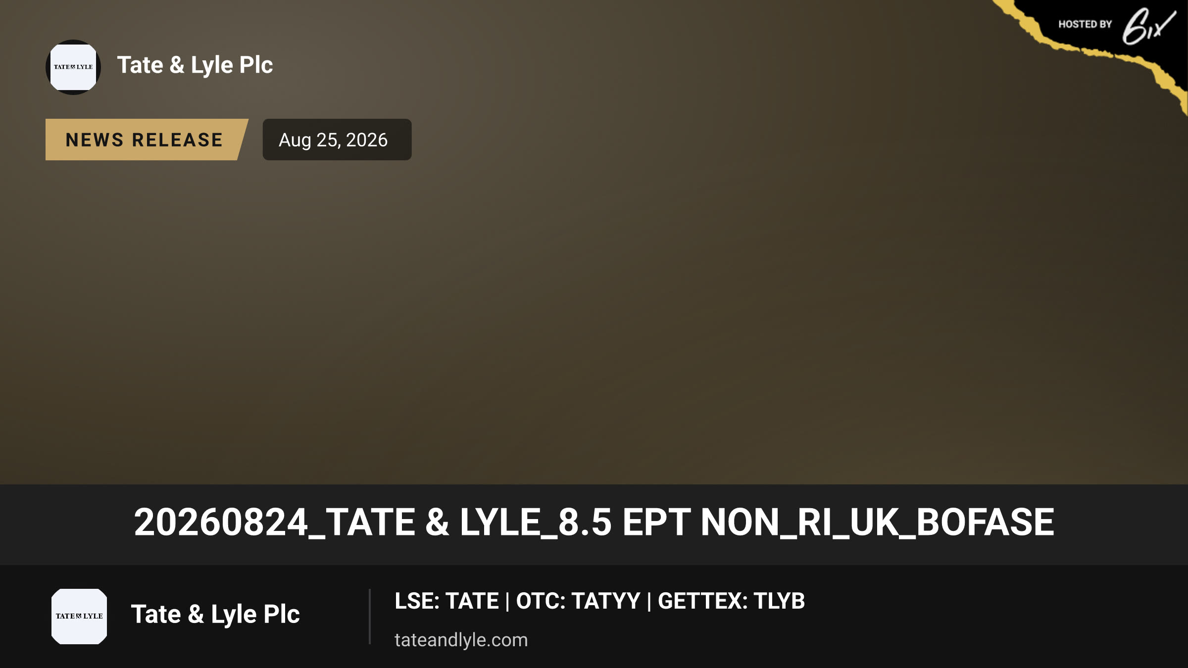 20260824_TATE & LYLE_8.5 EPT NON_RI_UK_BOFASE