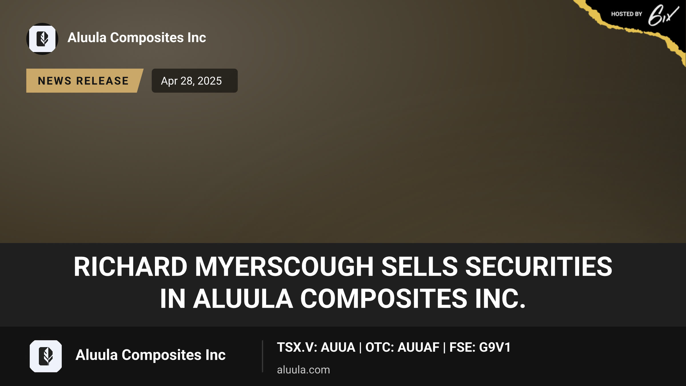 Richard Myerscough Sells Securities In ALUULA Composites Inc.