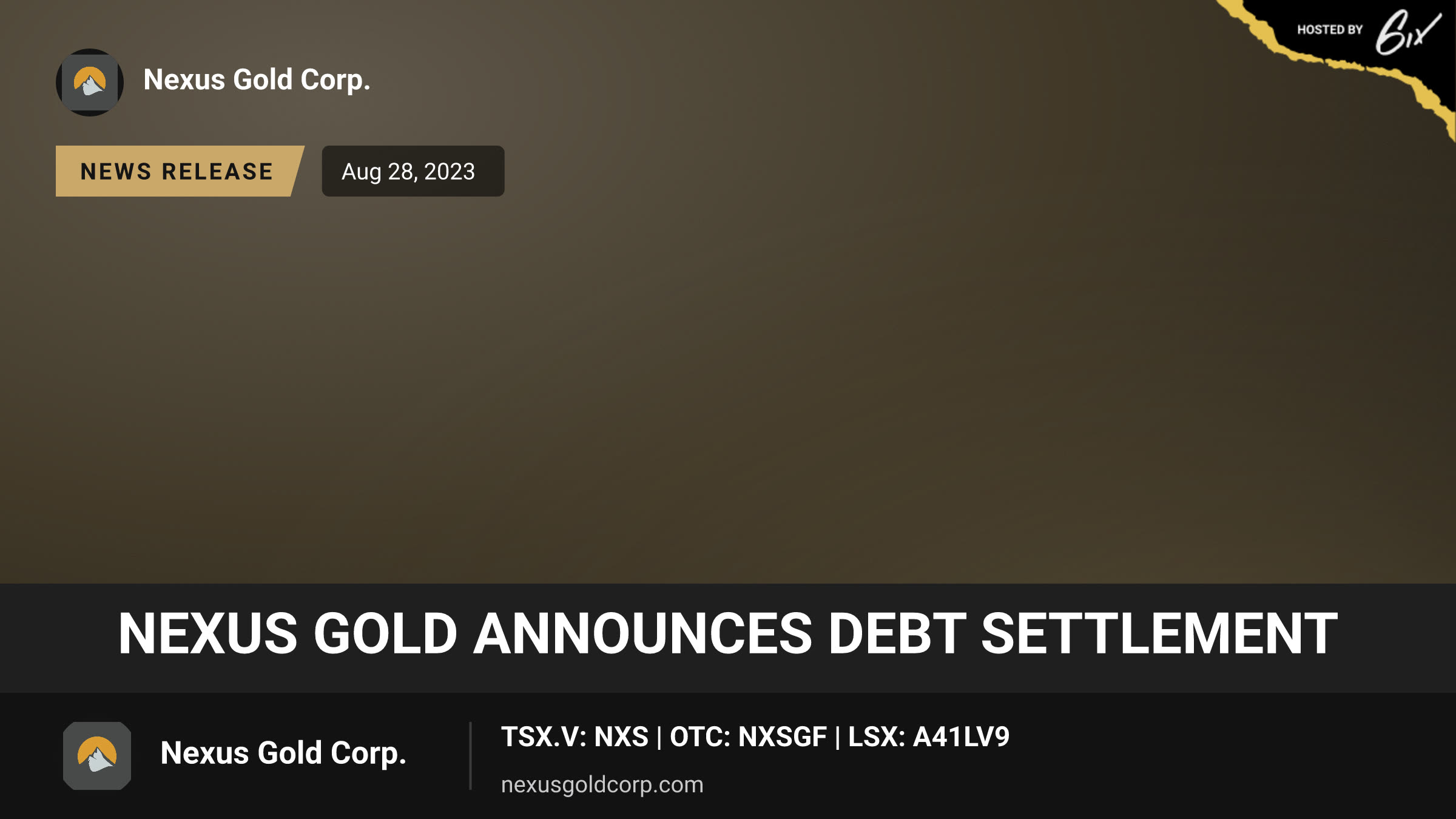 Nexus Gold Announces Debt Settlement