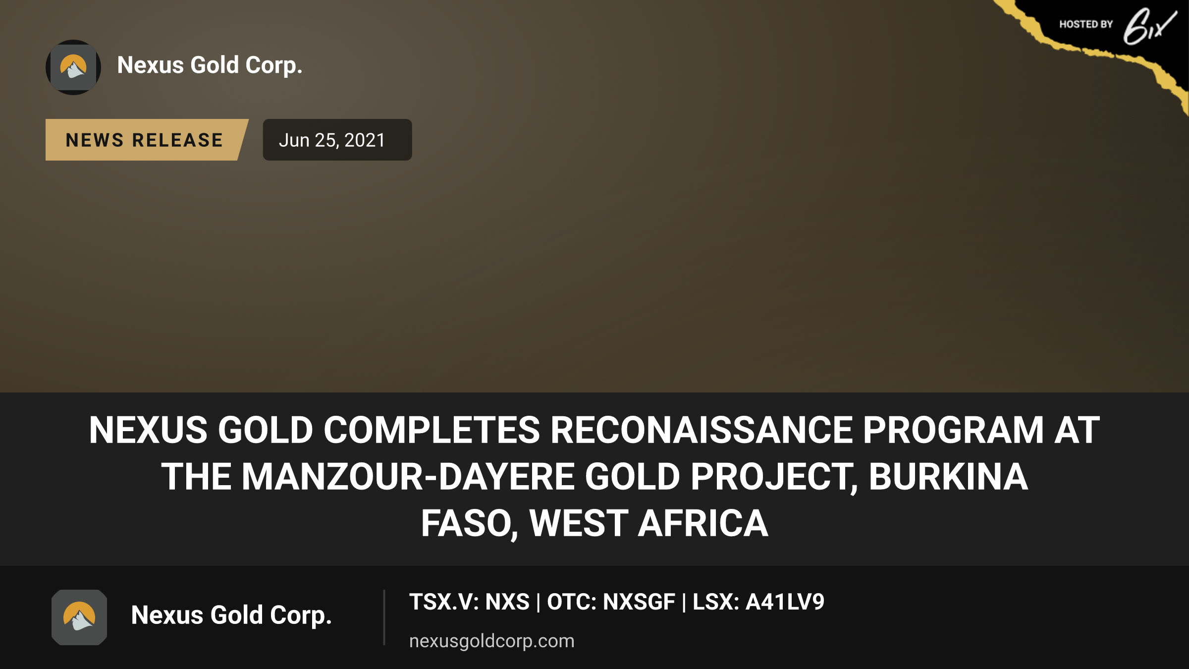 Nexus Gold Completes Reconaissance Program at the Manzour-Dayere Gold Project, Burkina Faso, West Africa