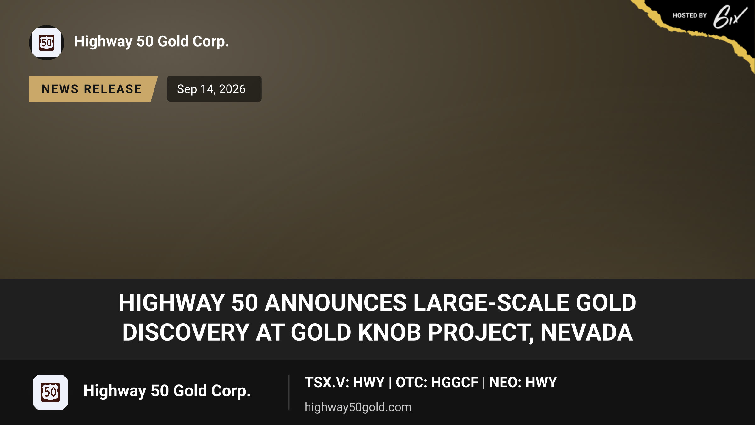 Highway 50 Announces Large-Scale Gold Discovery at Gold Knob Project, Nevada