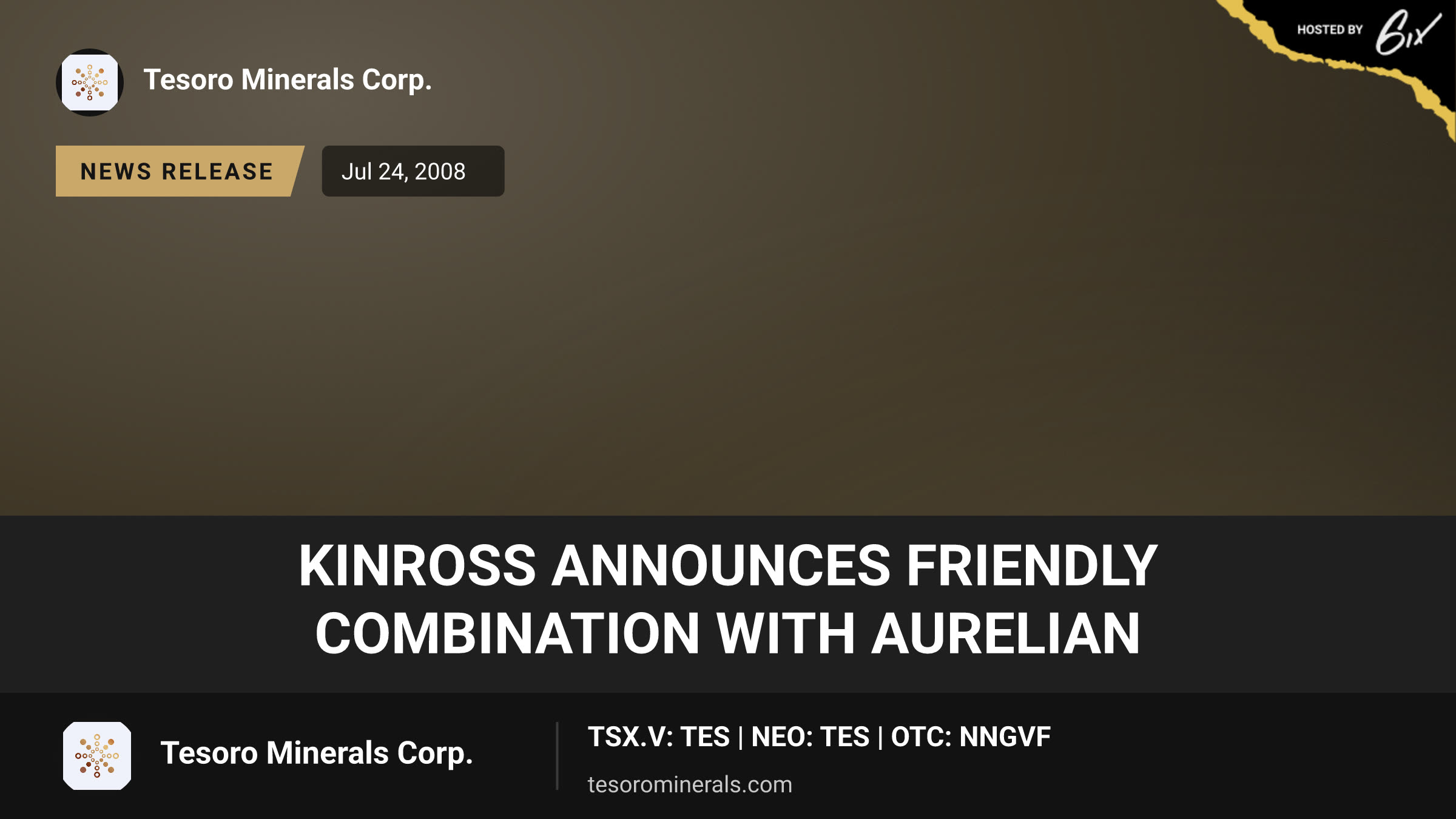 Kinross announces friendly combination with Aurelian