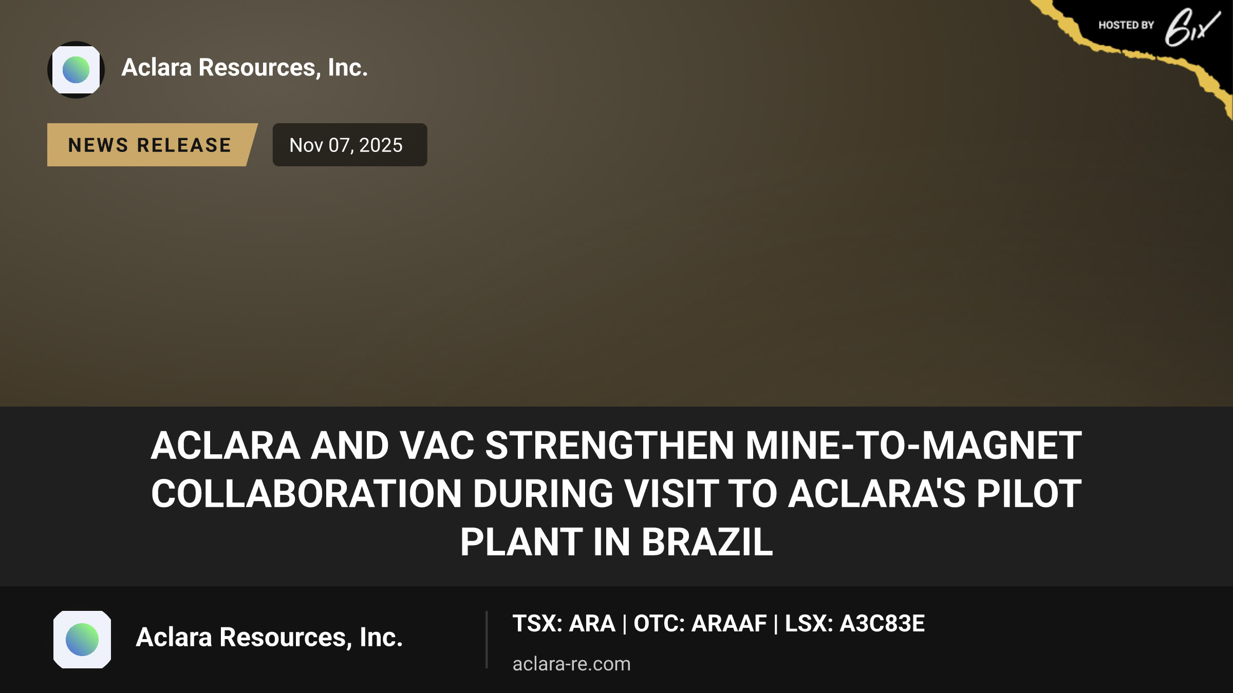 Aclara and Vac Strengthen Mine-To-Magnet Collaboration During Visit to Aclara's Pilot Plant in Brazil