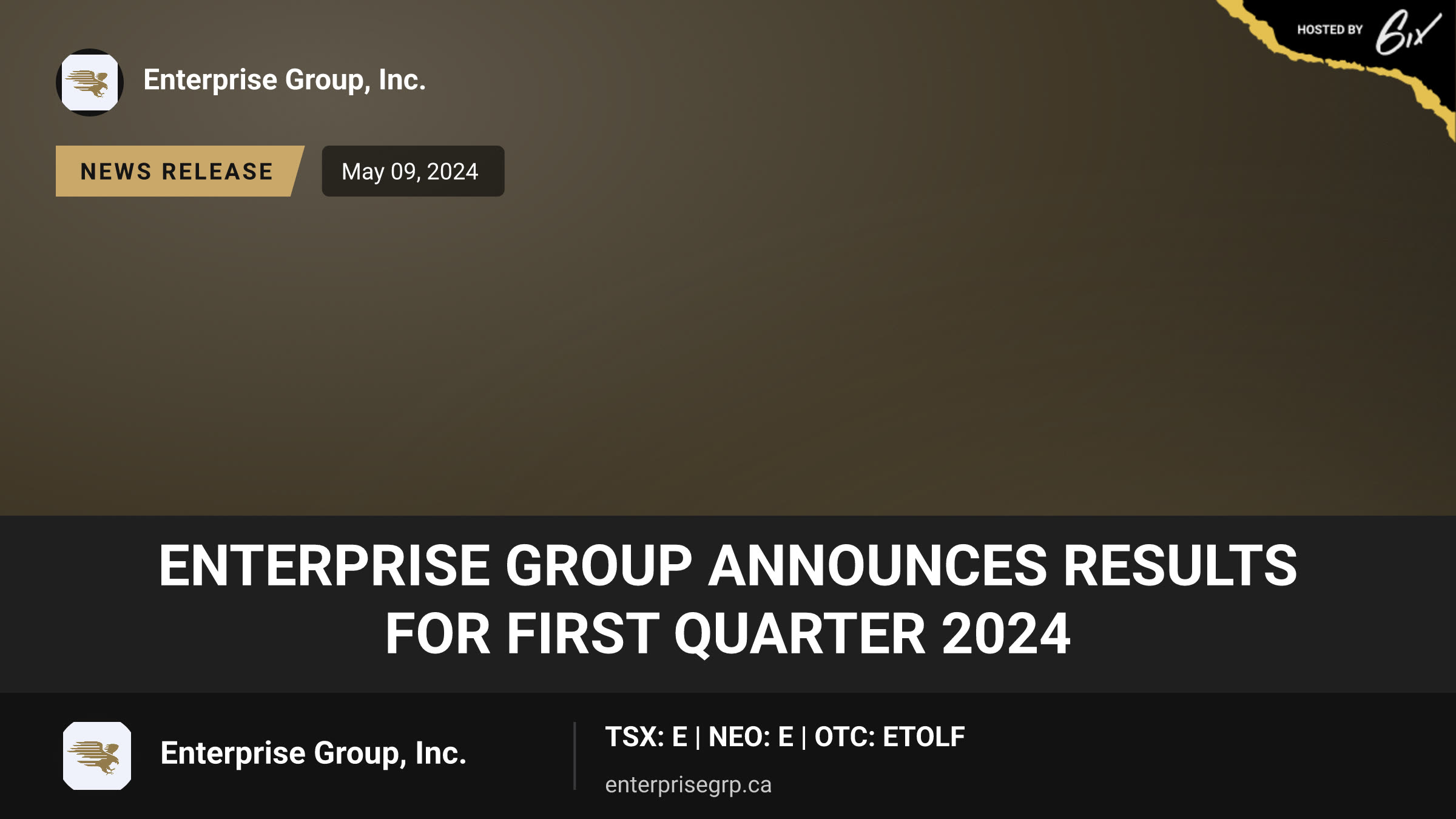 Enterprise Group Announces Results for First Quarter 2024